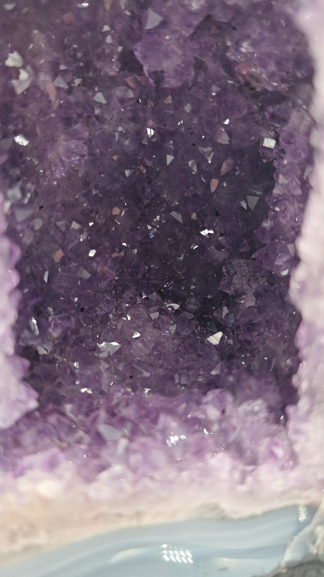 AAA+ Twisting Amethyst Cathedral with Blue Banded Agate Druzy - Brazilian Amethyst Geode - 11.93 lbs Crystal Hoarder