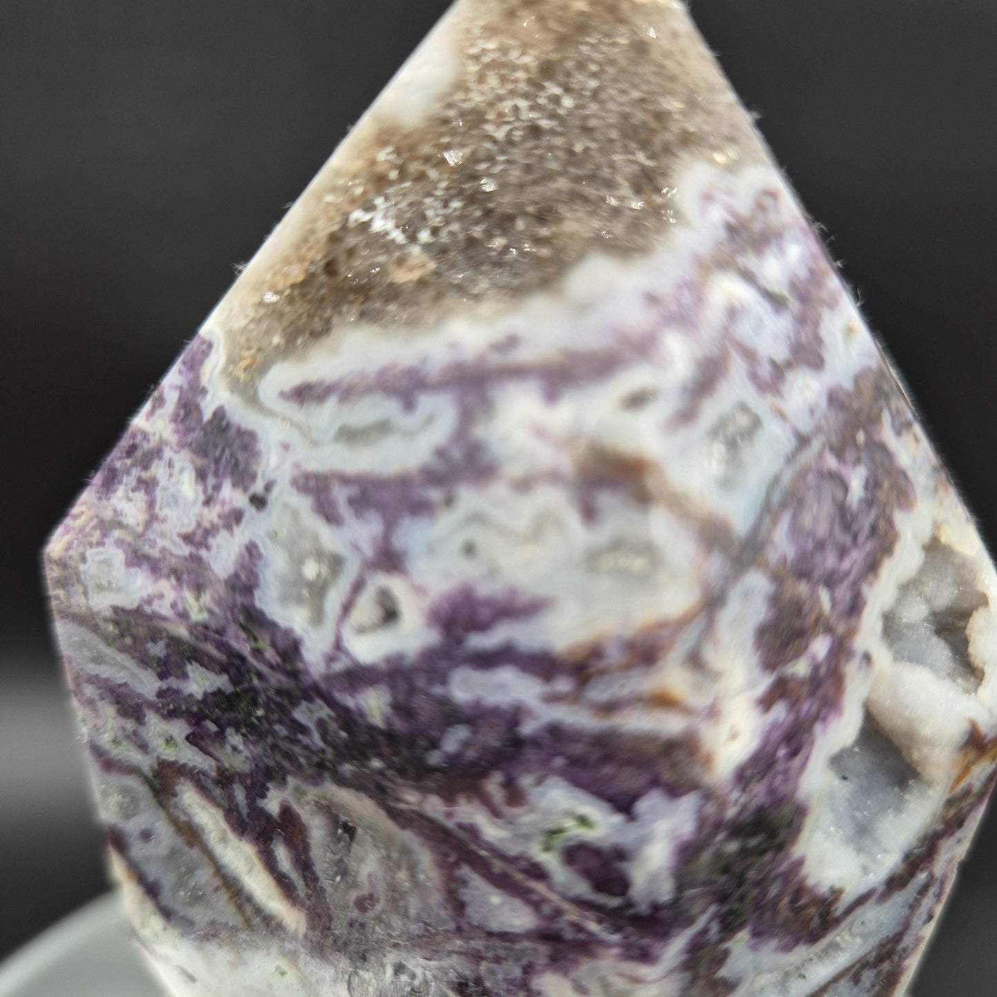 Extra Large Purple Sphalerite Tower with Druzy | 10in Crystal Point | 3.45 lb Statement Specimen | Sparkling Druzy Mineral Display Crystal Hoarder