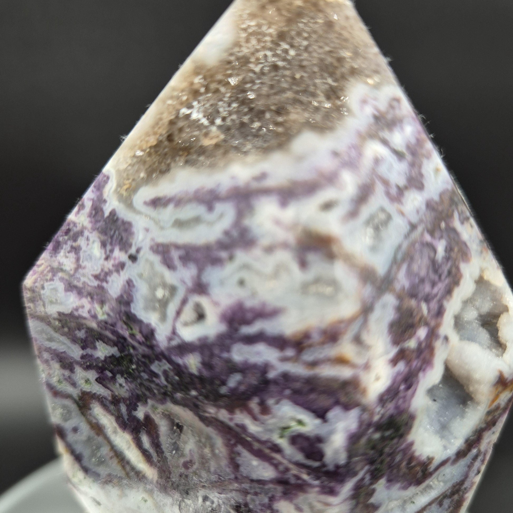 Extra Large Purple Sphalerite Tower with Druzy | 10in Crystal Point | 3.45 lb Statement Specimen | Sparkling Druzy Mineral Display Crystal Hoarder