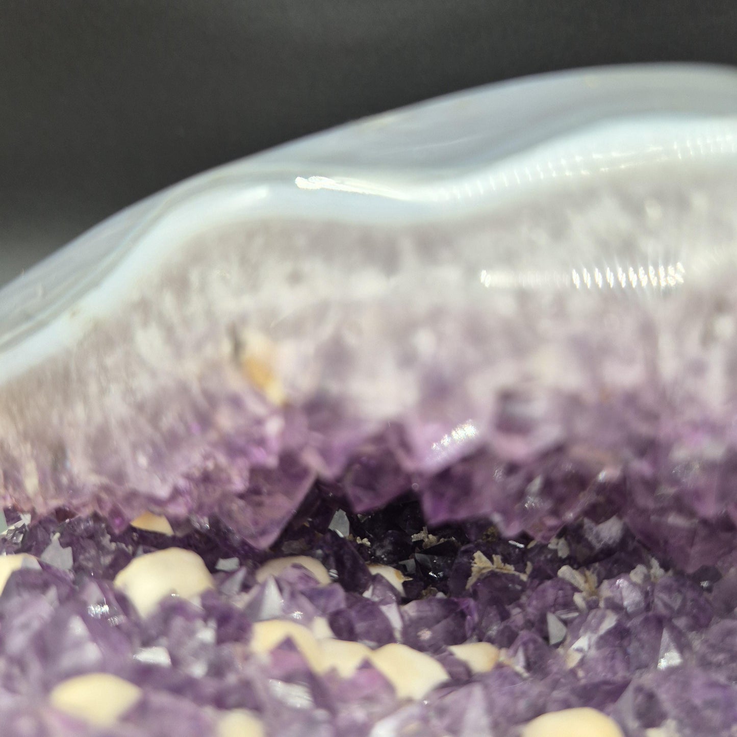 AAA Plus Rare Amethyst with Round Calcite and Baby Blue Banded Agate 8.16 lb 8x6x5 Collector Crystal Specimen Crystal Hoarder