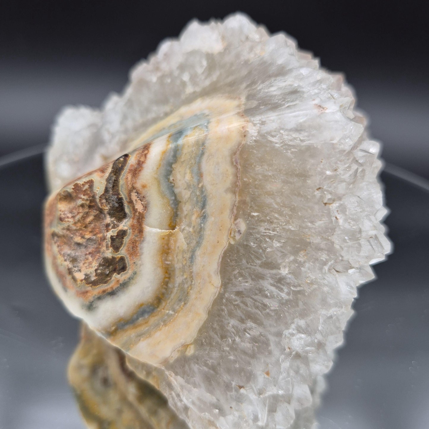Super Rare Green Pastel Stalactite Eye with Quartz Uruguay 3.53 lbs Crystal Hoarder