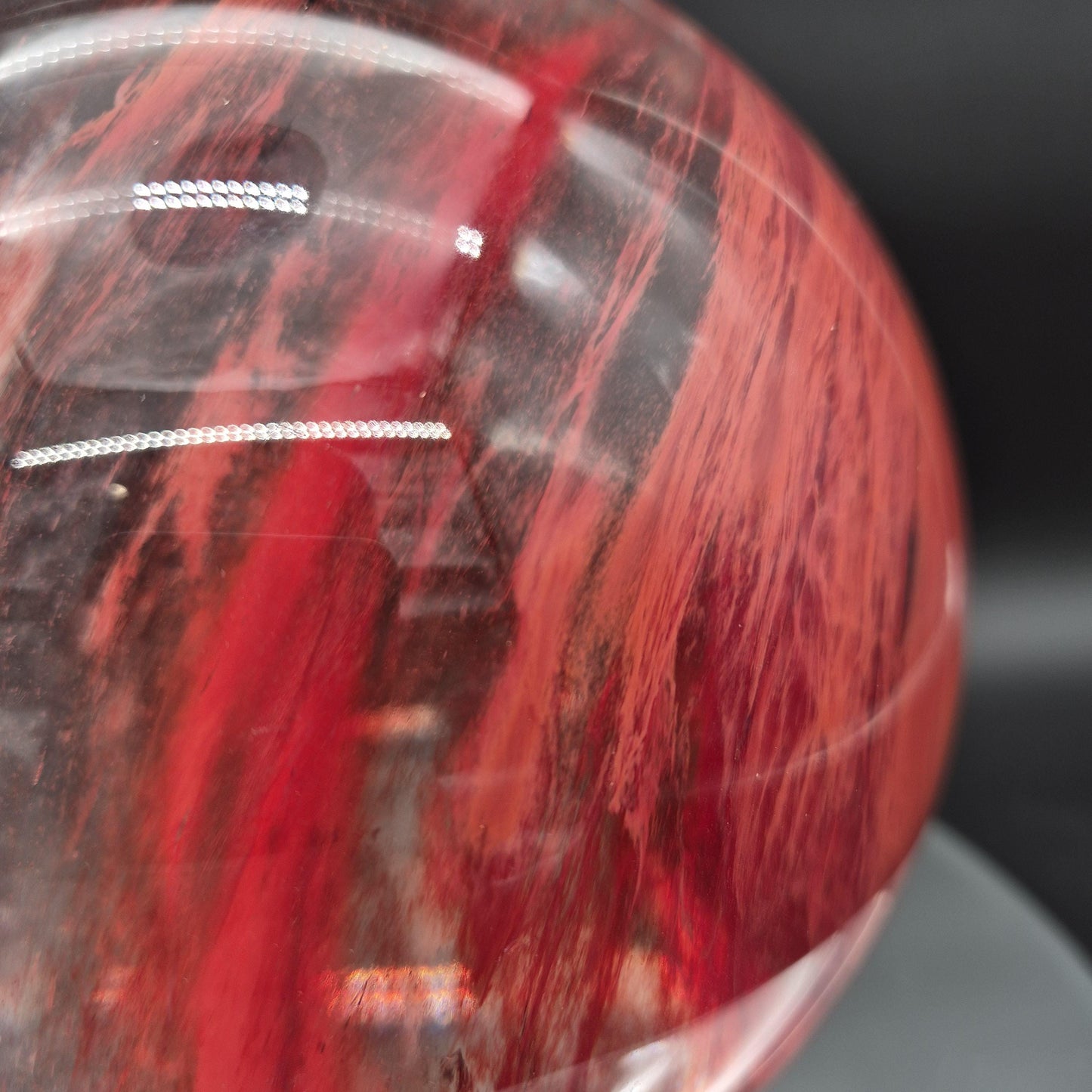 Huge AAA+ Red Smelt Quartz Sphere - 13.29 lbs - 6in - Man Made Polished Crystal Ball - Backlit Display - Optional Light Bases Crystal Hoarder
