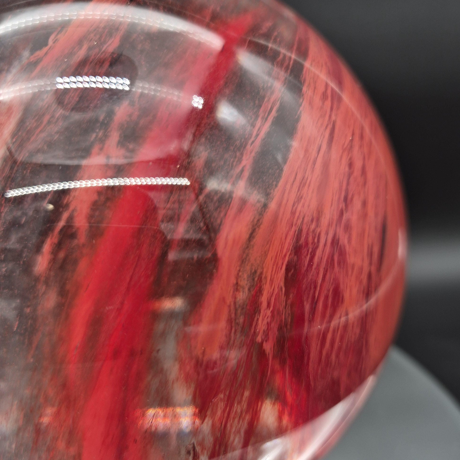 Huge AAA+ Red Smelt Quartz Sphere - 13.29 lbs - 6in - Man Made Polished Crystal Ball - Backlit Display - Optional Light Bases Crystal Hoarder