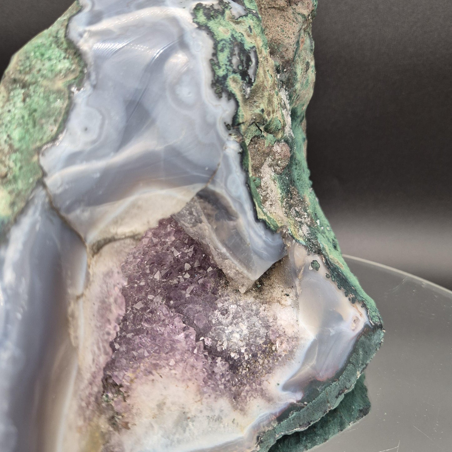 AAA+ Super Unique Amethyst with Blue Banded Agate Formation Brazil 5.87 lbs 9x7x5 Collector Crystal Crystal Hoarder