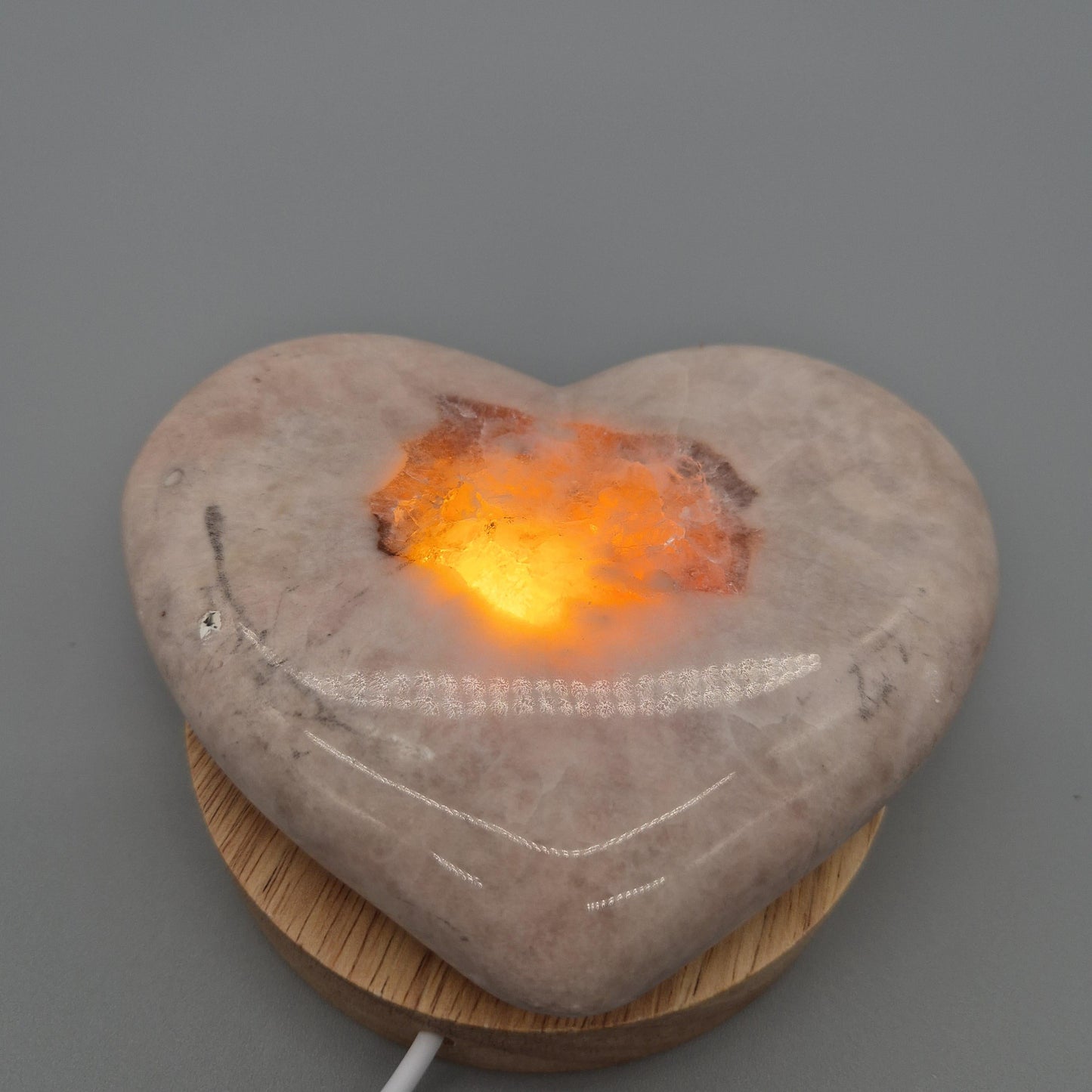 Rare Pink Amethyst Heart with Quartz Center on Stand | Backlit Crystal Display | Brazilian Pink Amethyst | Collector Specimen 1.16 lbs Crystal Hoarder