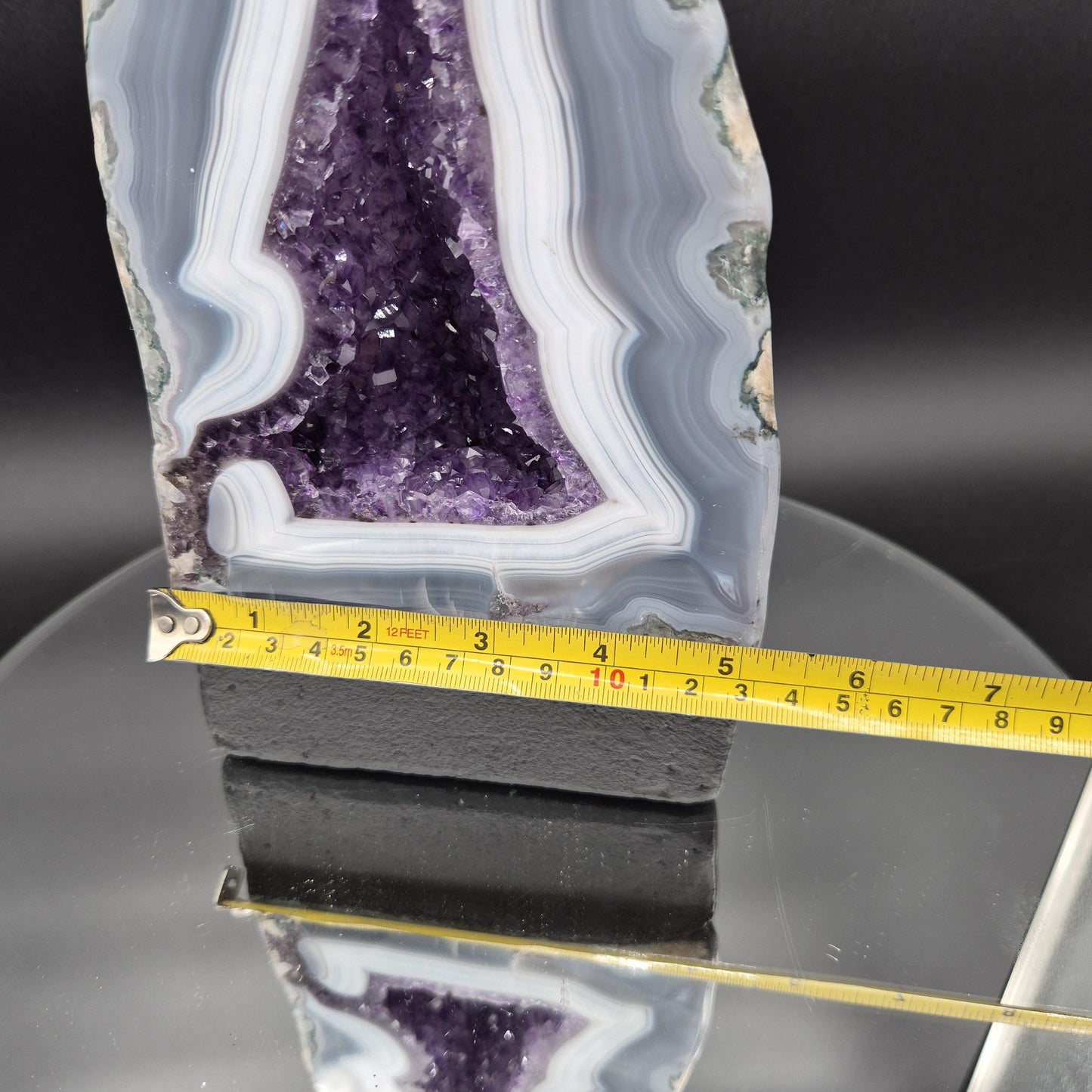 AAA+ Dark Amethyst Cathedral with Blue Banded Agate Polished 9.5x5x3 5.26 lbs Brazil Crystal Hoarder