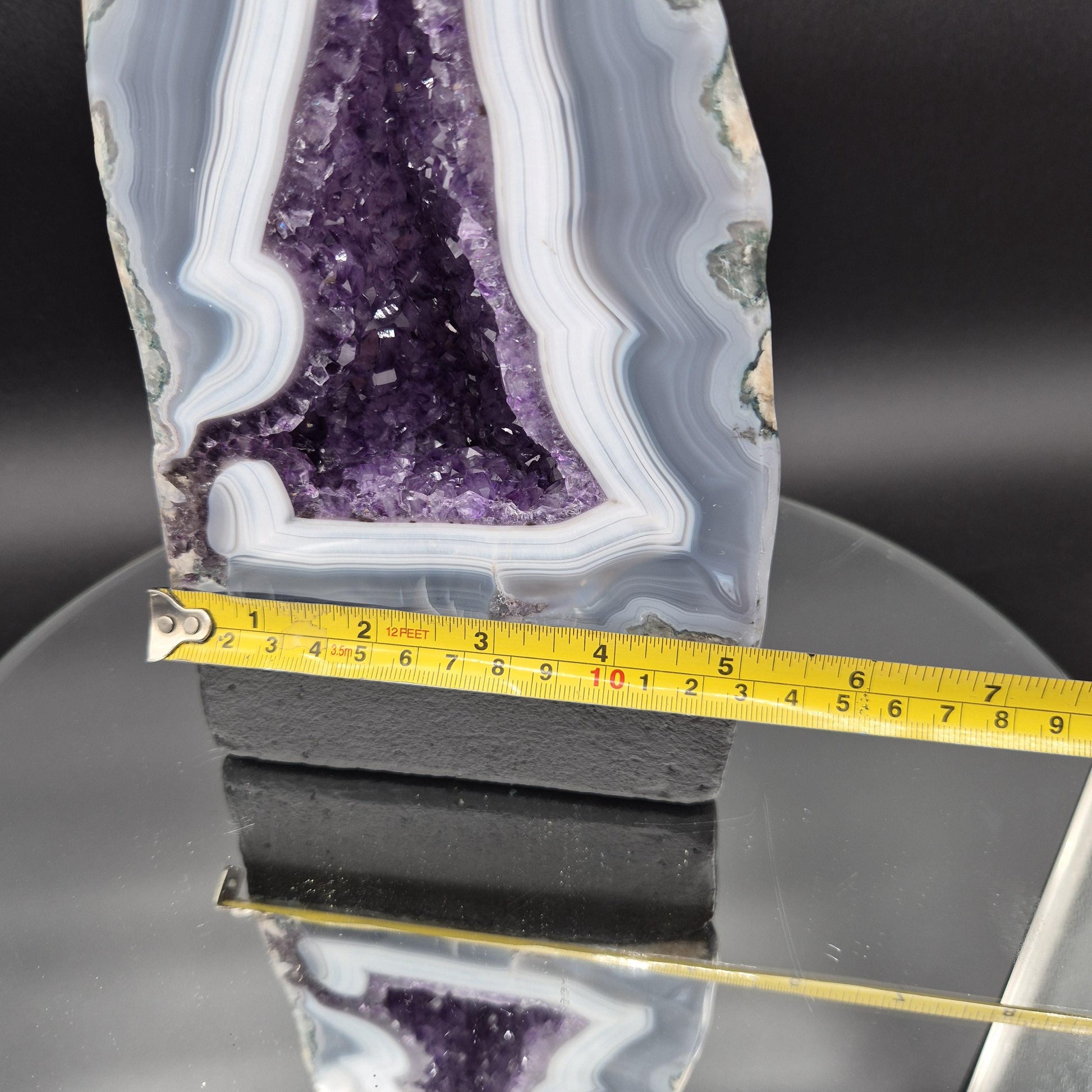 AAA+ Dark Amethyst Cathedral with Blue Banded Agate Polished 9.5x5x3 5.26 lbs Brazil Crystal Hoarder