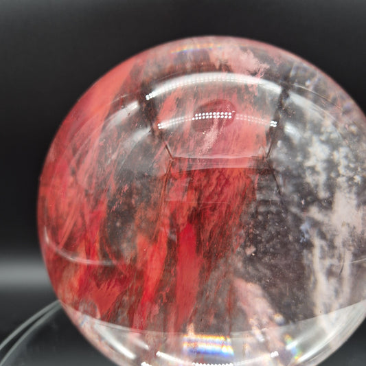 12.65 lbs - 6.5in (165mm) Huge AAA+ Red Smelt Quartz Sphere  Crystal Ball - Deep Red Glass Sphere - Optional LED Light Base Crystal Hoarder