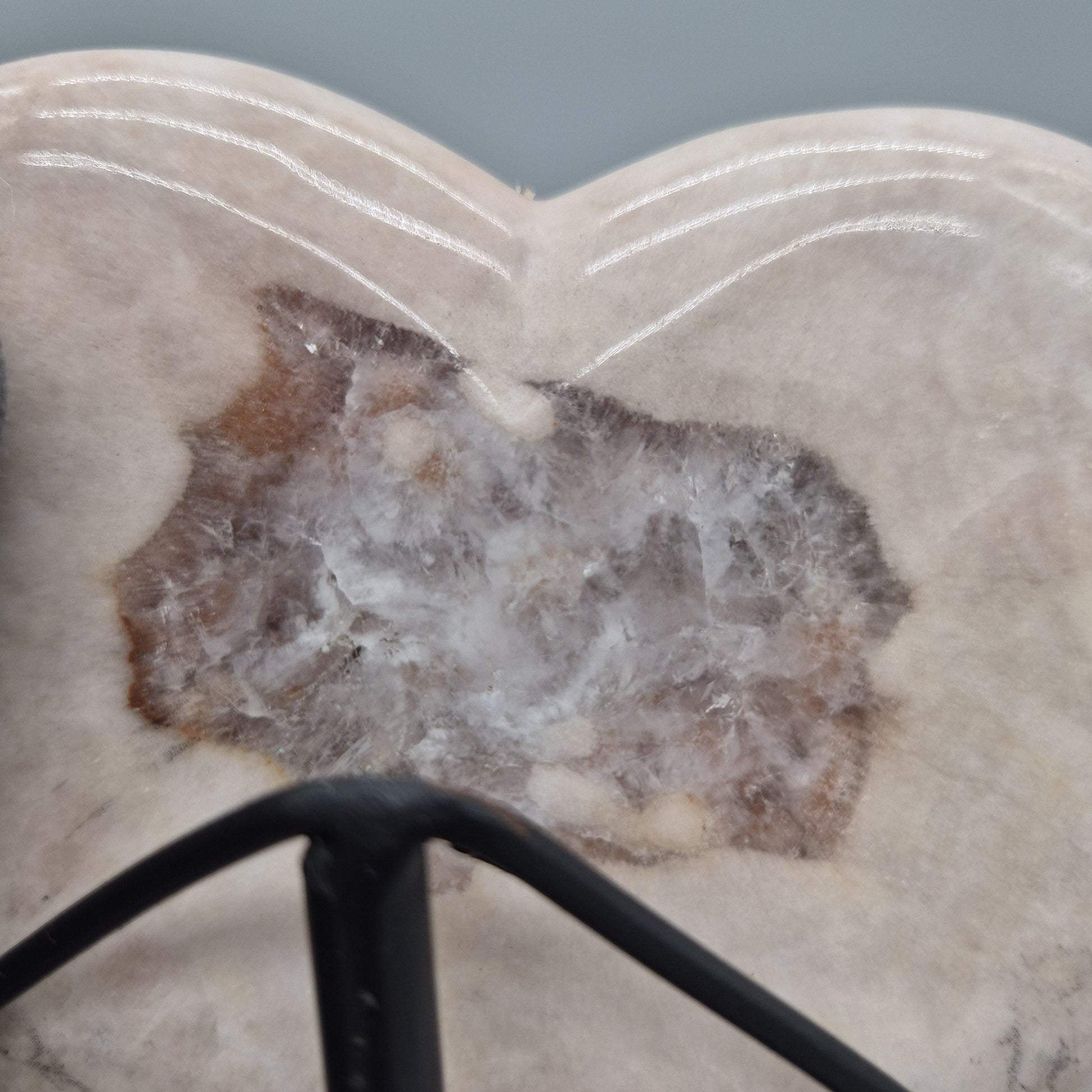 Rare Pink Amethyst Heart with Quartz Center on Stand | Backlit Crystal Display | Brazilian Pink Amethyst | Collector Specimen 1.16 lbs Crystal Hoarder