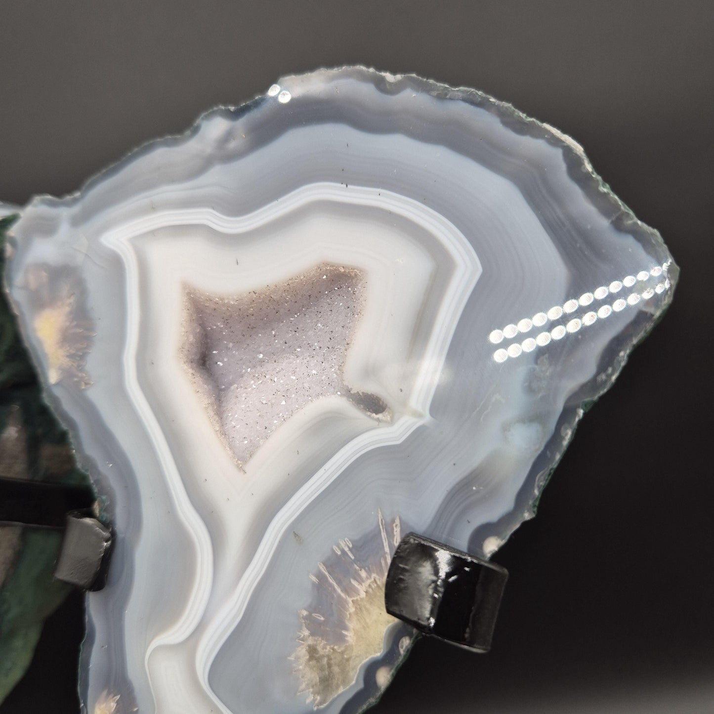 Druzy Amethyst Butterfly Wings with Blue Banded Agate UV Reactive Calcite Brazil 8.22 lbs 13.5x11x3 Statement Crystal Crystal Hoarder