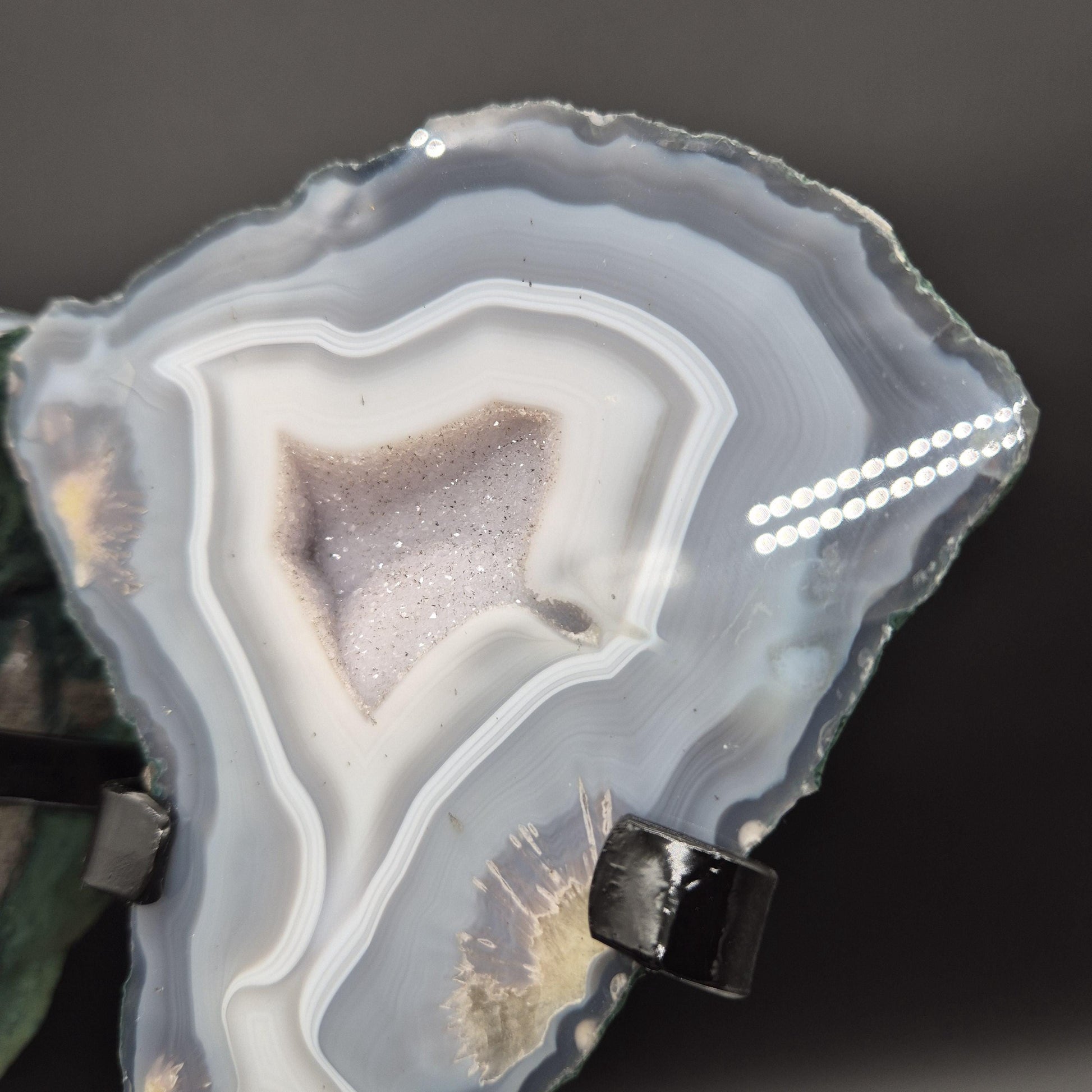 Druzy Amethyst Butterfly Wings with Blue Banded Agate UV Reactive Calcite Brazil 8.22 lbs 13.5x11x3 Statement Crystal Crystal Hoarder