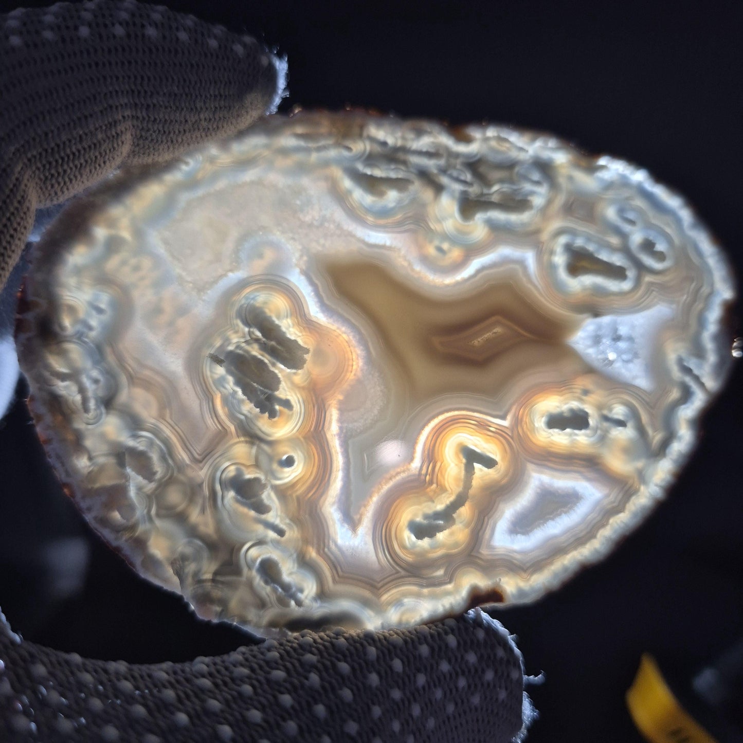 Natural Druzy Agate Slice Set of 3 | 5 x 3in Quartz Crystal Slices | 0.51 lbs Total | Polished Banded Agate Decor Crystal Hoarder