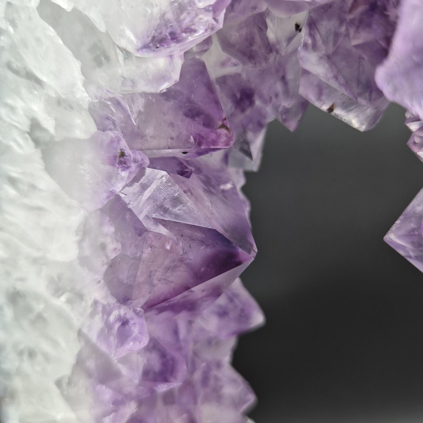Crisp Amethyst Portal with Calcite Brazil 13x7x1.5 7.58 lbs Crystal Hoarder