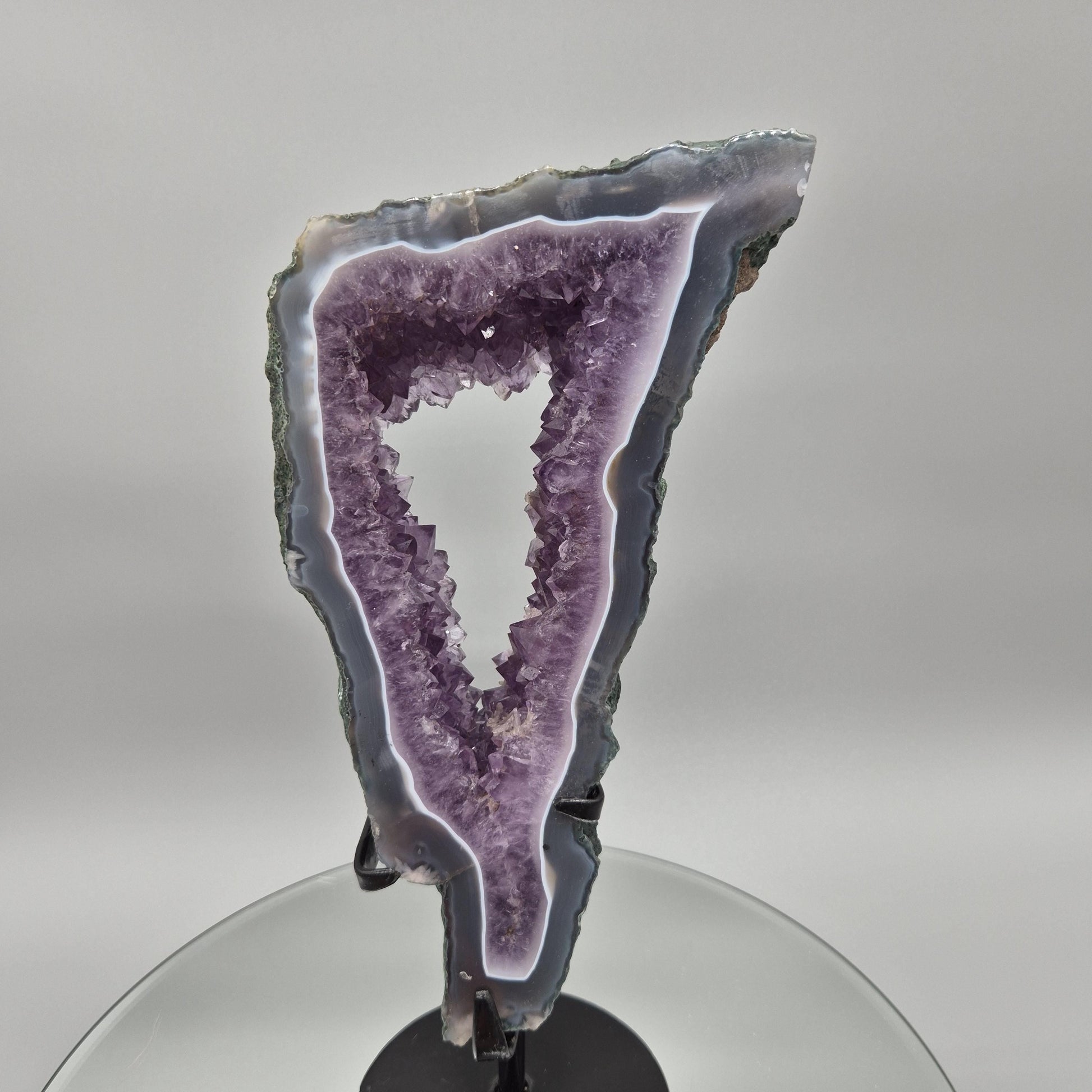 AAA+ Amethyst Portal with Blue Banded Agate | Brazil Amethyst Geode | Natural Crystal Portal Specimen | Collector Display Crystal Hoarder
