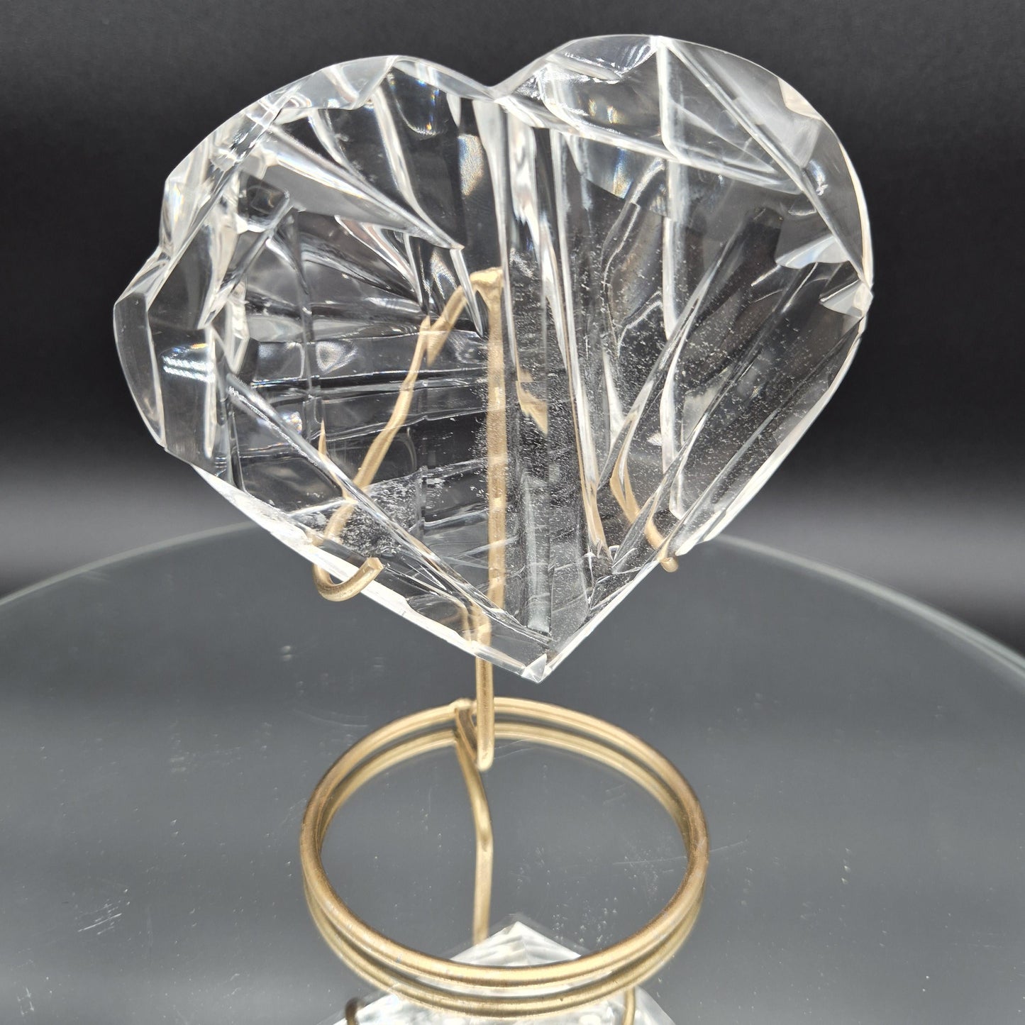 AAA+ Water Clear Quartz Faceted Heart - Hand Carved Brazil - 1.23 lbs - 5.5 x 4.5in - Rare One of a Kind Crystal Crystal Hoarder