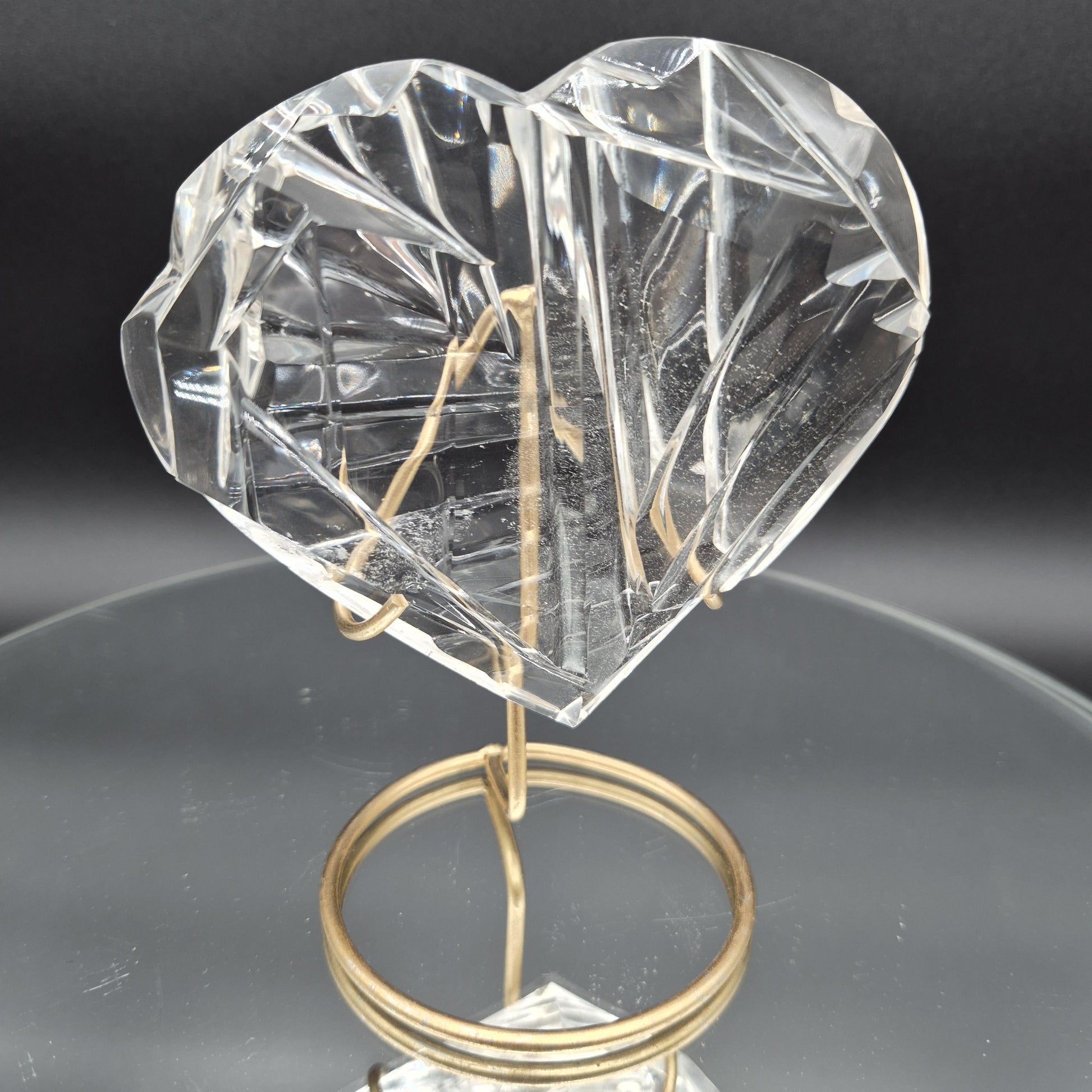 AAA+ Water Clear Quartz Faceted Heart - Hand Carved Brazil - 1.23 lbs - 5.5 x 4.5in - Rare One of a Kind Crystal Crystal Hoarder