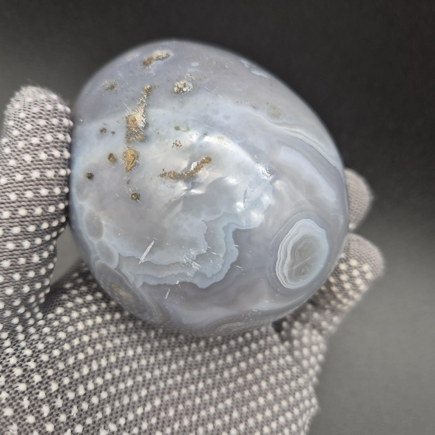 AAA+ Sugar Druzy Agate Egg with Baby Blue Agate | Uruguay Crystal | 1.47 lbs Crystal Hoarder