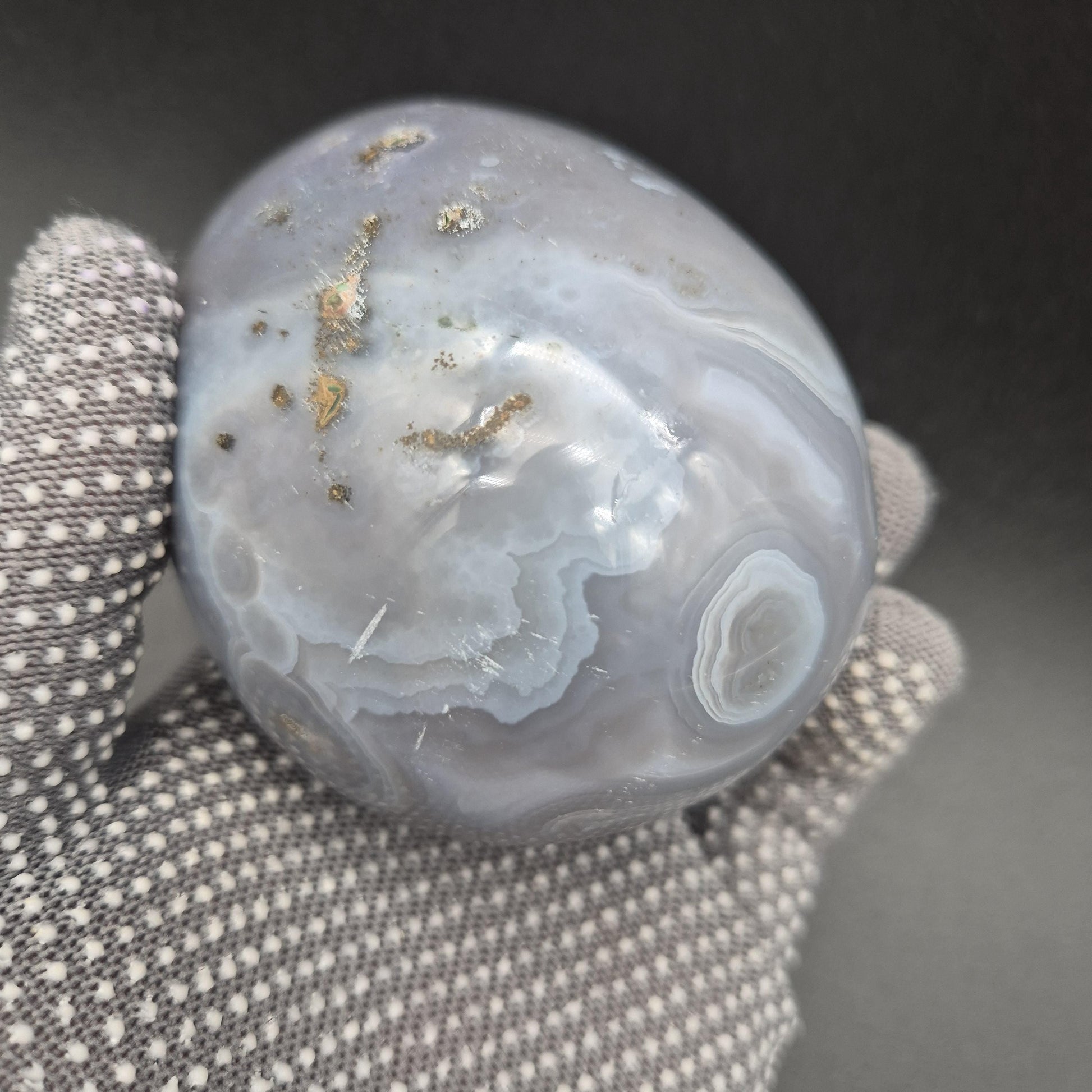 AAA+ Sugar Druzy Agate Egg with Baby Blue Agate | Uruguay Crystal | 1.47 lbs Crystal Hoarder