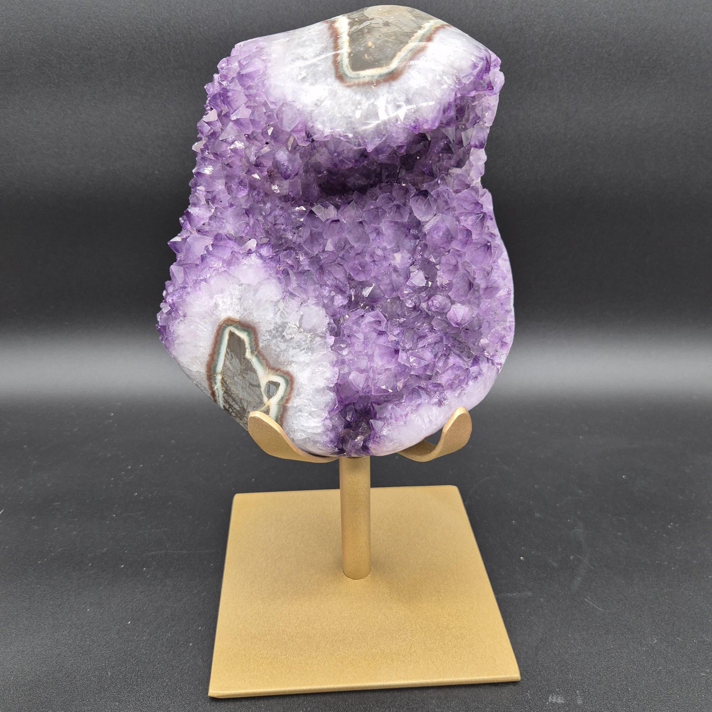 AAA+ Amethyst Cluster on Stand 11x6x6 10.69 lbs Brazil Crystal Hoarder