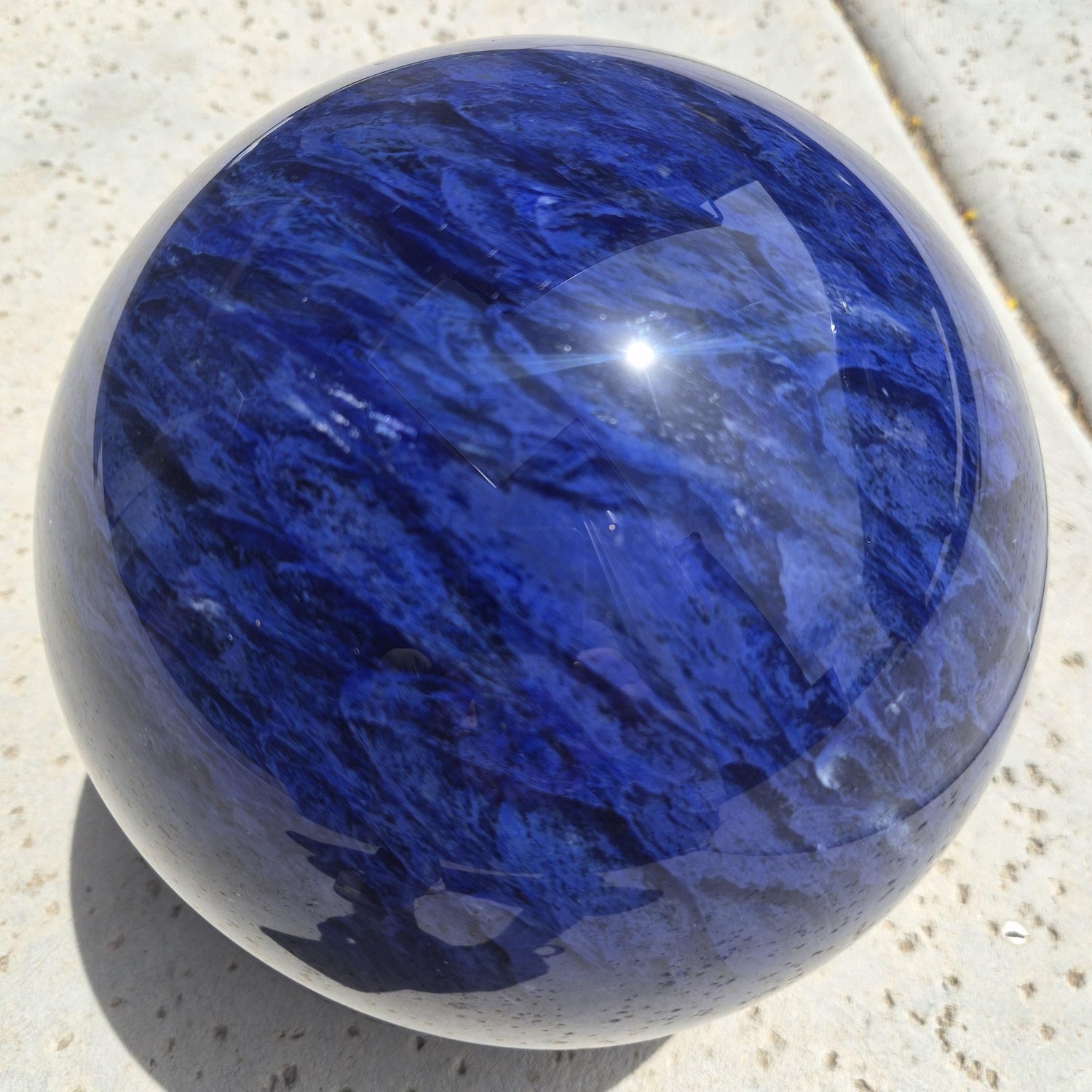 Huge Blue Smelting Quartz Sphere - 8in 24 lb Statement Crystal | Polished Quartz Ball | Collector Display Piece Crystal Hoarder