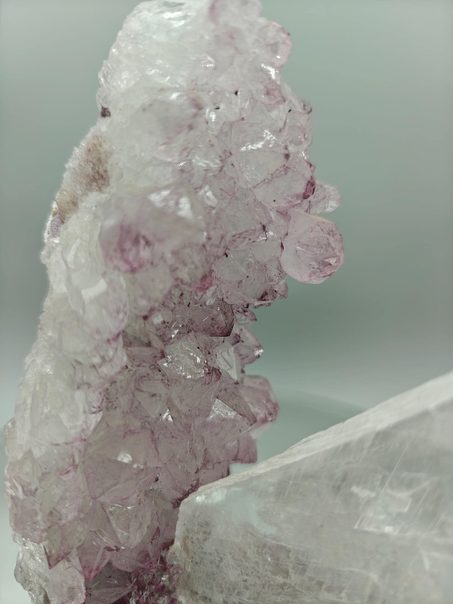 Zeolite Amethyst Flower with Selenite Sculpture - Brazilian Crystal Specimen - Natural Mineral Display - 6.5in Tall Statement Piece Crystal Hoarder