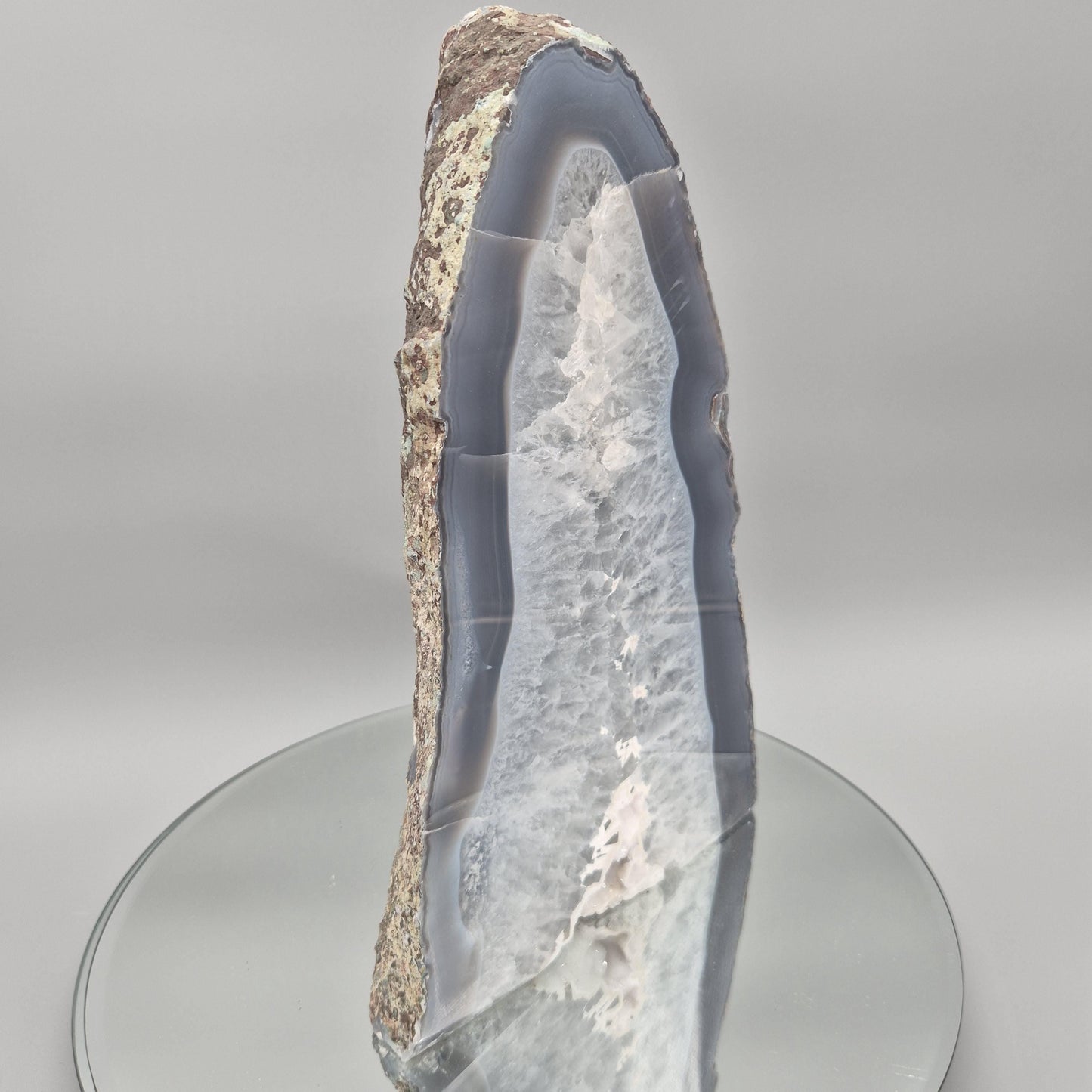 AAA+ Blue Banded Agate Cathedral with Druzy - 11.5 x 7in, 10.48 lbs - Brazil Crystal Hoarder