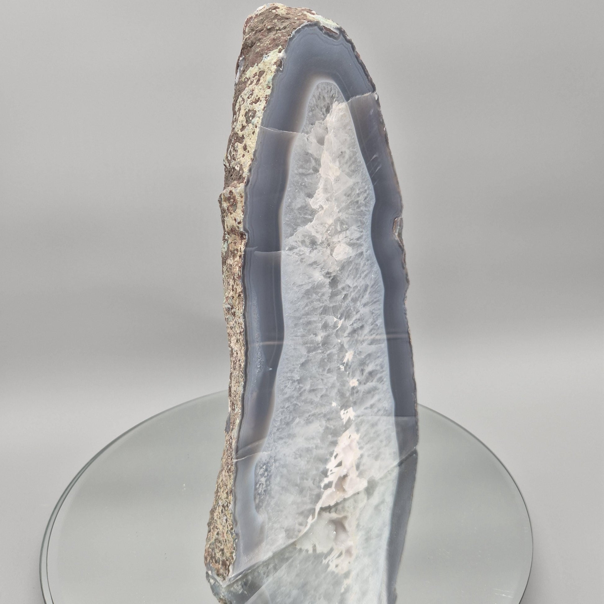 AAA+ Blue Banded Agate Cathedral with Druzy - 11.5 x 7in, 10.48 lbs - Brazil Crystal Hoarder