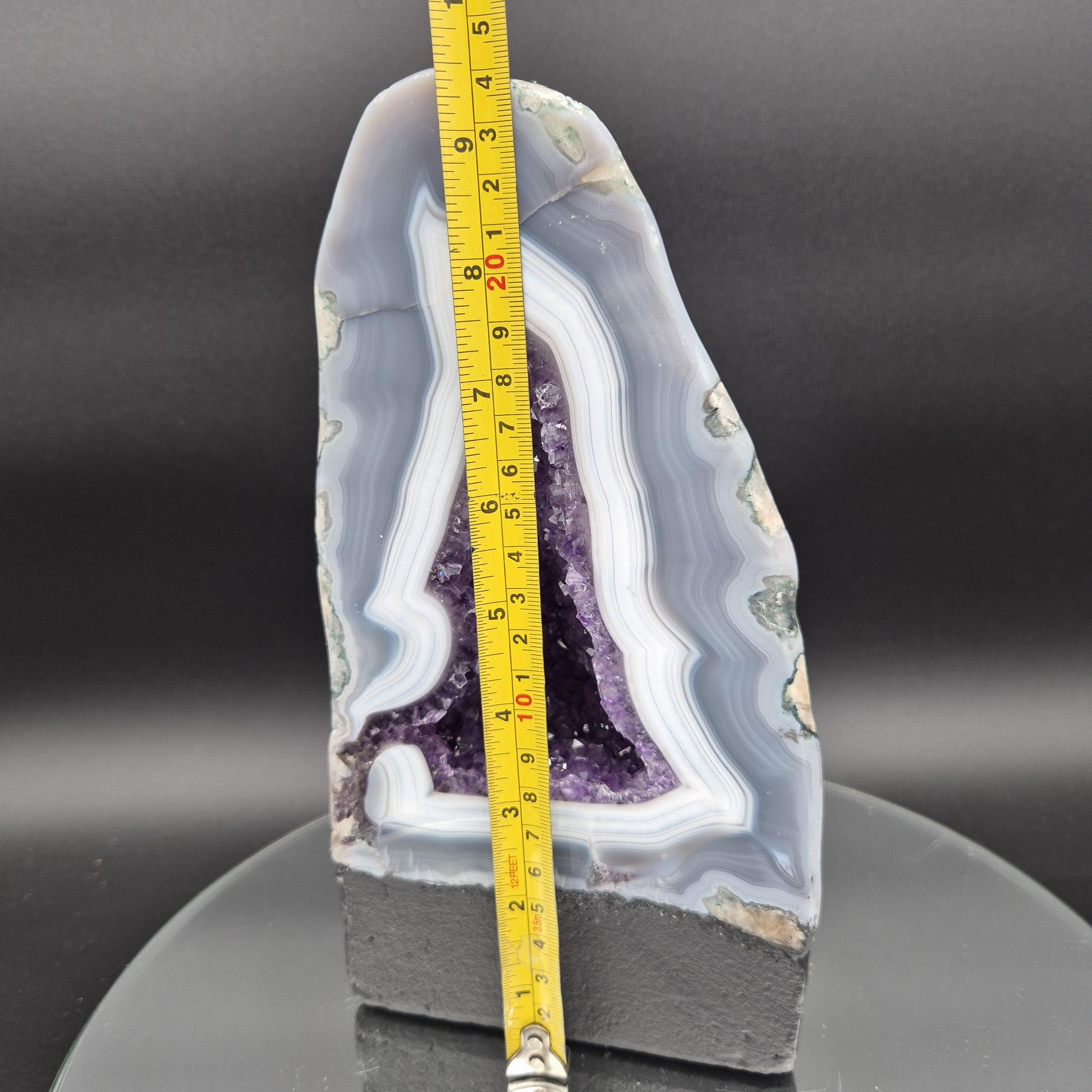 AAA+ Dark Amethyst Cathedral with Blue Banded Agate Polished 9.5x5x3 5.26 lbs Brazil Crystal Hoarder