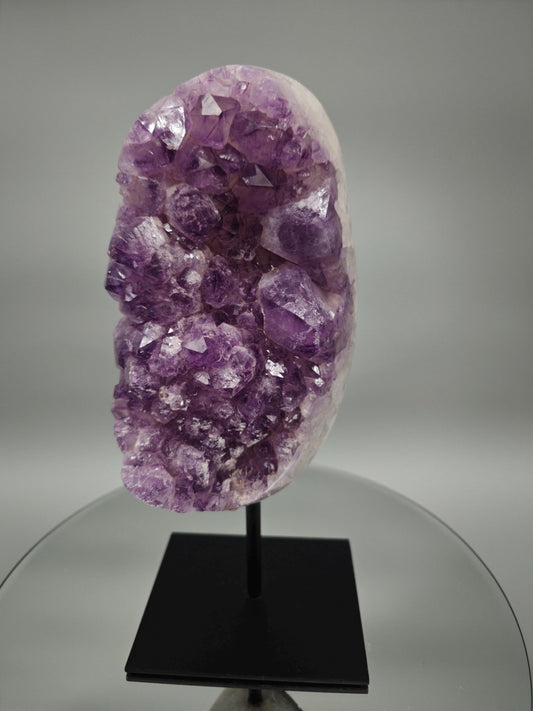 Large Polished Amethyst Cluster on Stand - Brazilian Amethyst Crystal Display - 10.5in Statement Piece - 6.41 lbs Crystal Hoarder