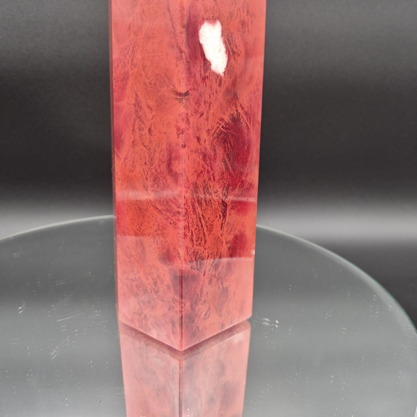 Huge Red Quartz Tower - Man Made Smelted Quartz - 6.11 lbs - 17.5in x 3in - Polished Crystal Point Statement Piece Crystal Hoarder