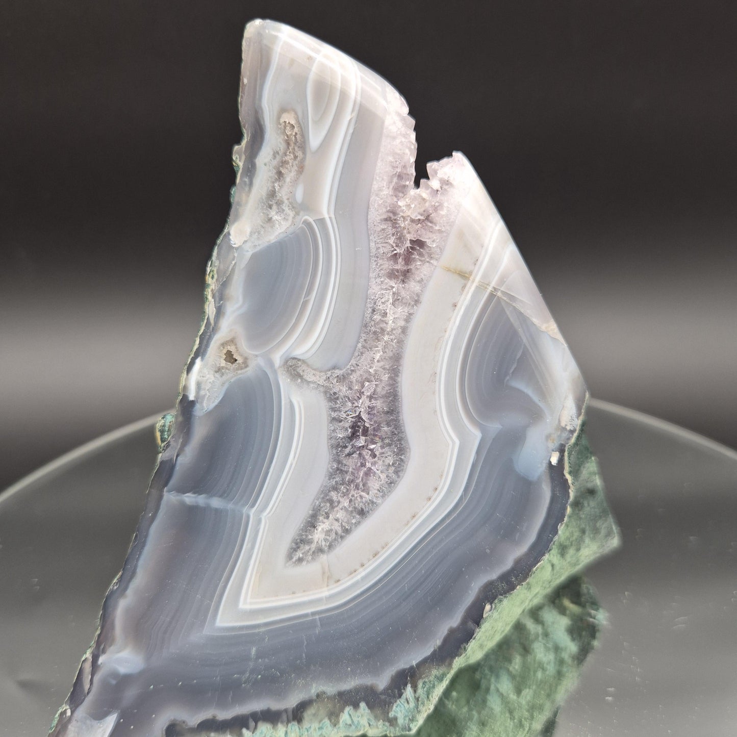 Druzy Amethyst with Blue Banded Agate Cutbase from Brazil 4.16 lbs Crystal Hoarder