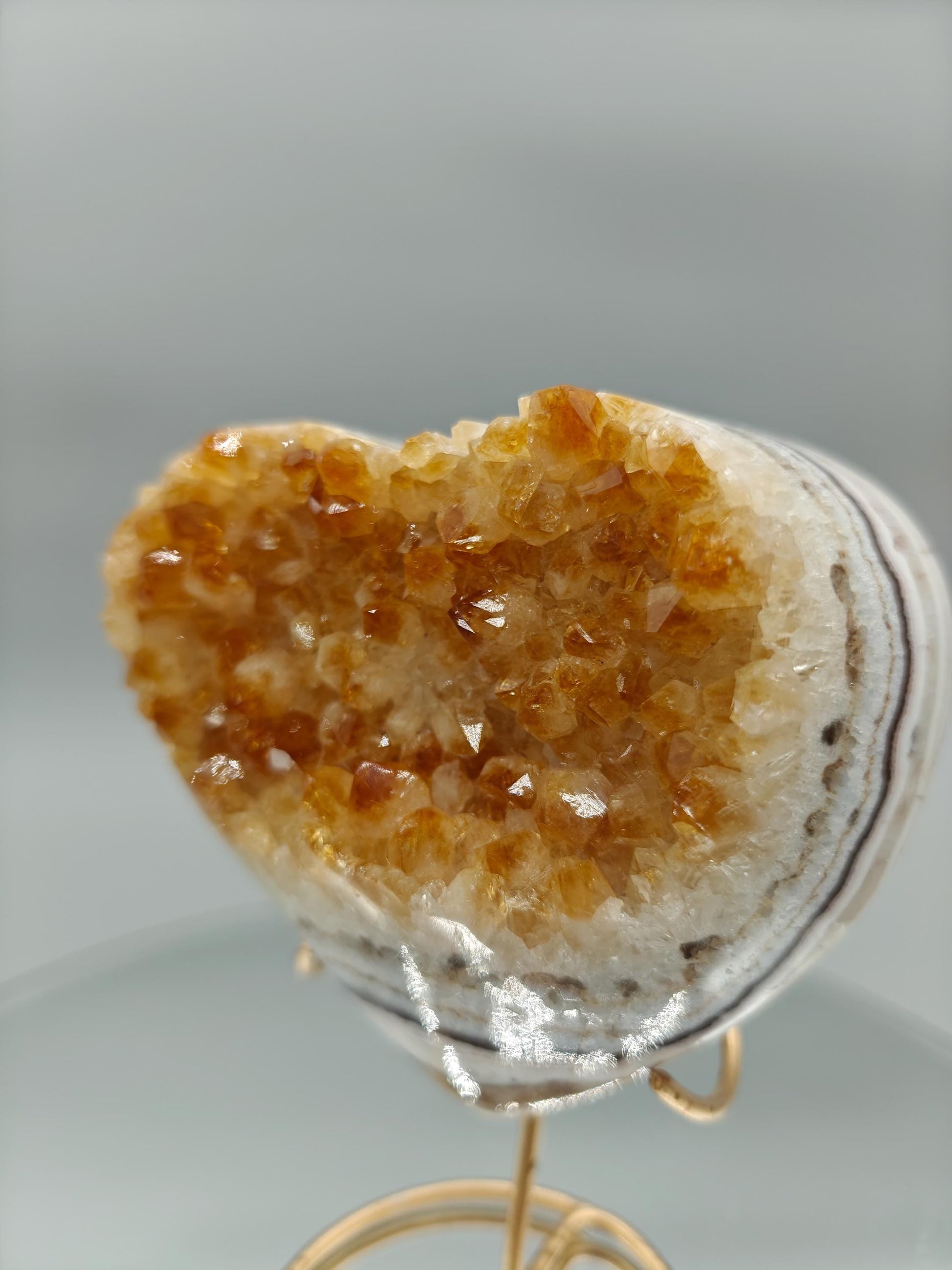 Super Rare Citrine Heart | Heat Treated Uruguay Amethyst | Gorgeous Banded Pattern | Fully Polished Crystal Crystal Hoarder