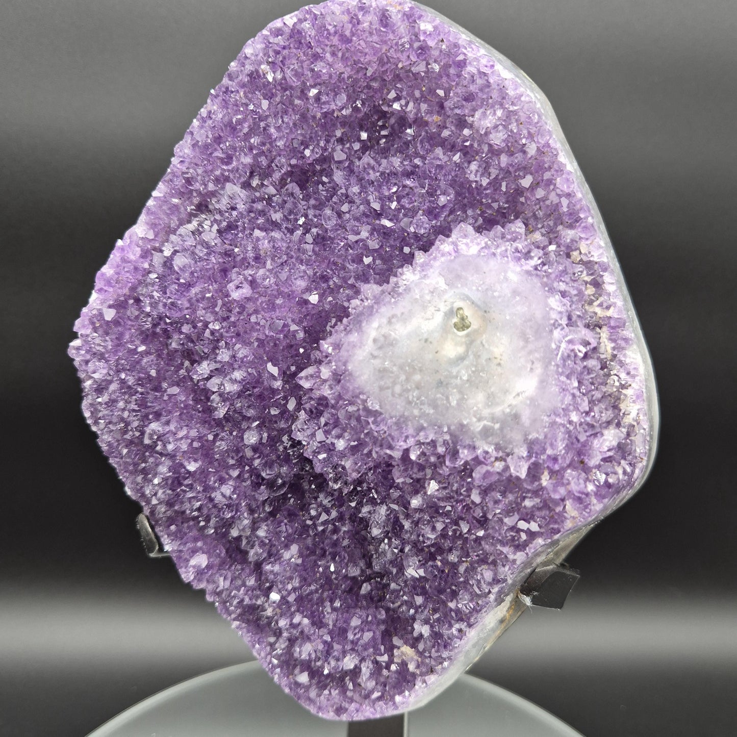 AAA+ Uruguay Amethyst with Stalactite Eye - 7.1 lbs - 12.5 x 6.5in - Rare Druzy Quartz Cathedral - One of a Kind Statement Piece Crystal Hoarder