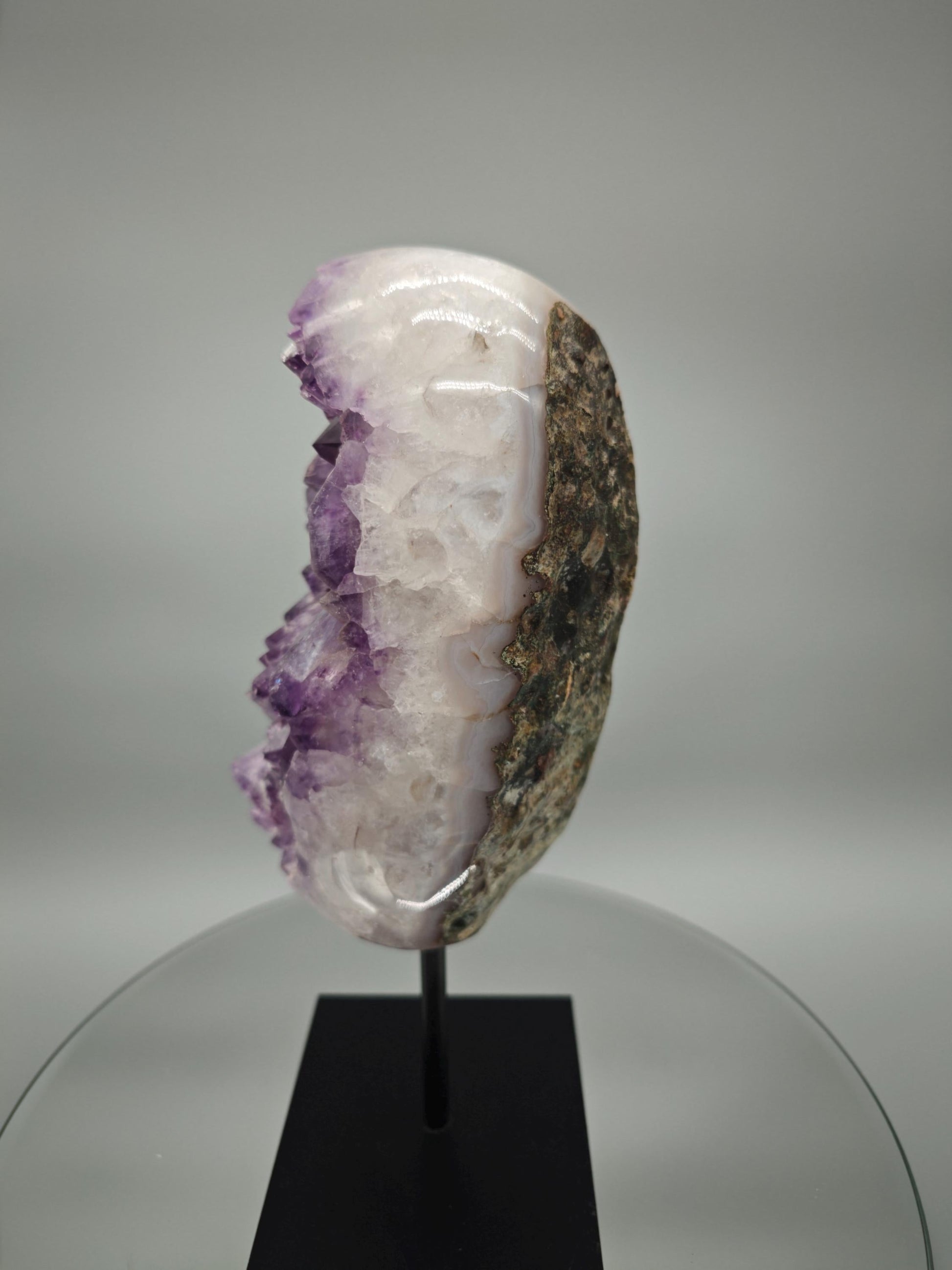 Large Polished Amethyst Cluster on Stand - Brazilian Amethyst Crystal Display - 10.5in Statement Piece - 6.41 lbs Crystal Hoarder