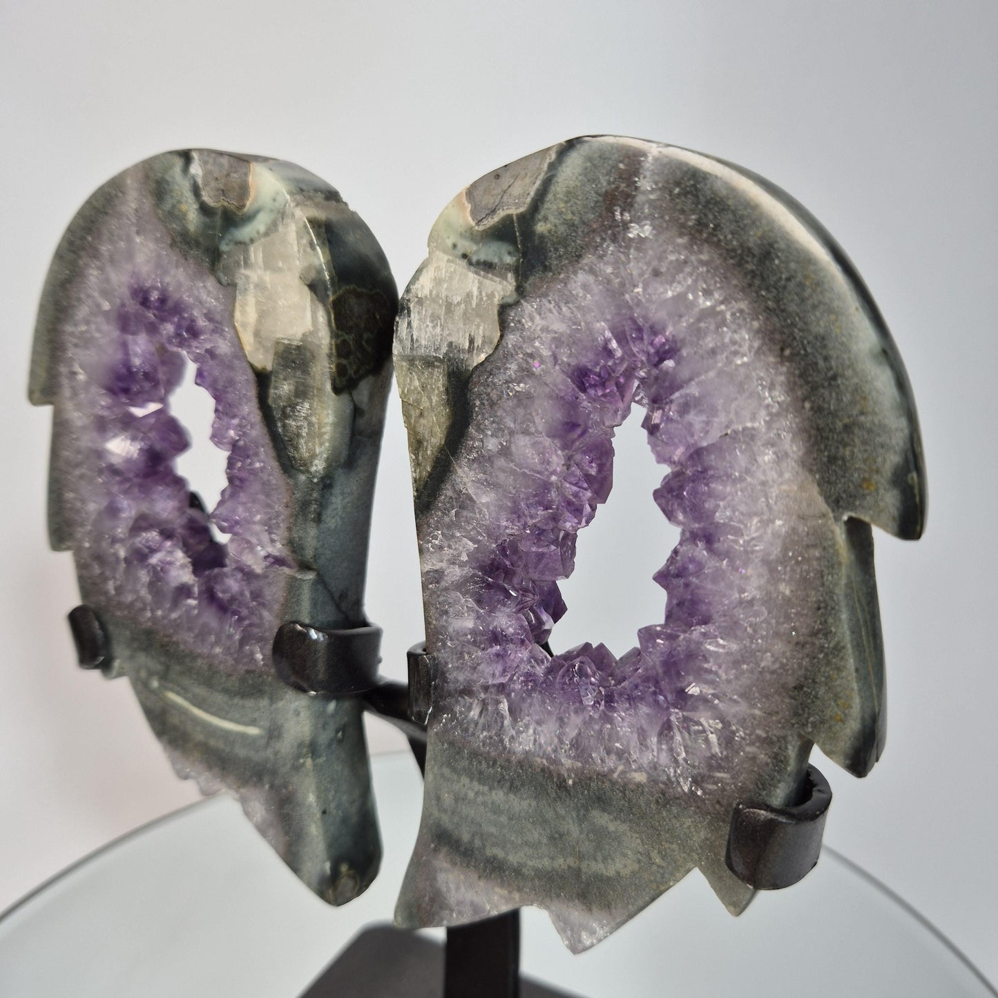 One of a Kind Amethyst Portal Wings with Green Jasper & Calcite - 2.61 lbs Brazilian Crystal Crystal Hoarder