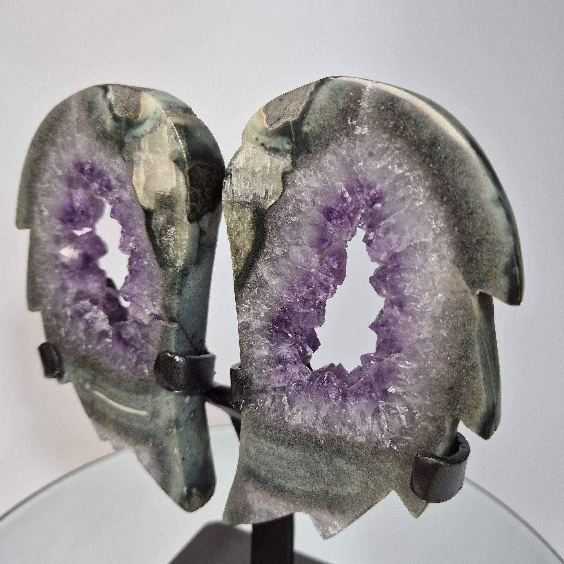 One of a Kind Amethyst Portal Wings with Green Jasper & Calcite - 2.61 lbs Brazilian Crystal Crystal Hoarder