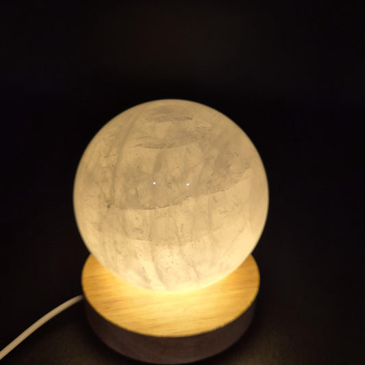 Milky Quartz Sphere - 3.5" Snow Quartz Crystal Ball with Optional Light Base