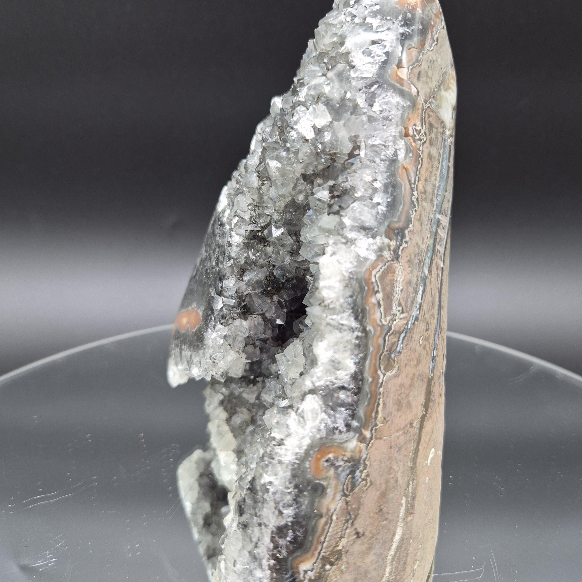 3.69 lb Collector Quality Super Rare Green Amethyst with Bright Orange Stalactite Eye – 6"x5.5"x3.5" – Uruguay Crystal Hoarder