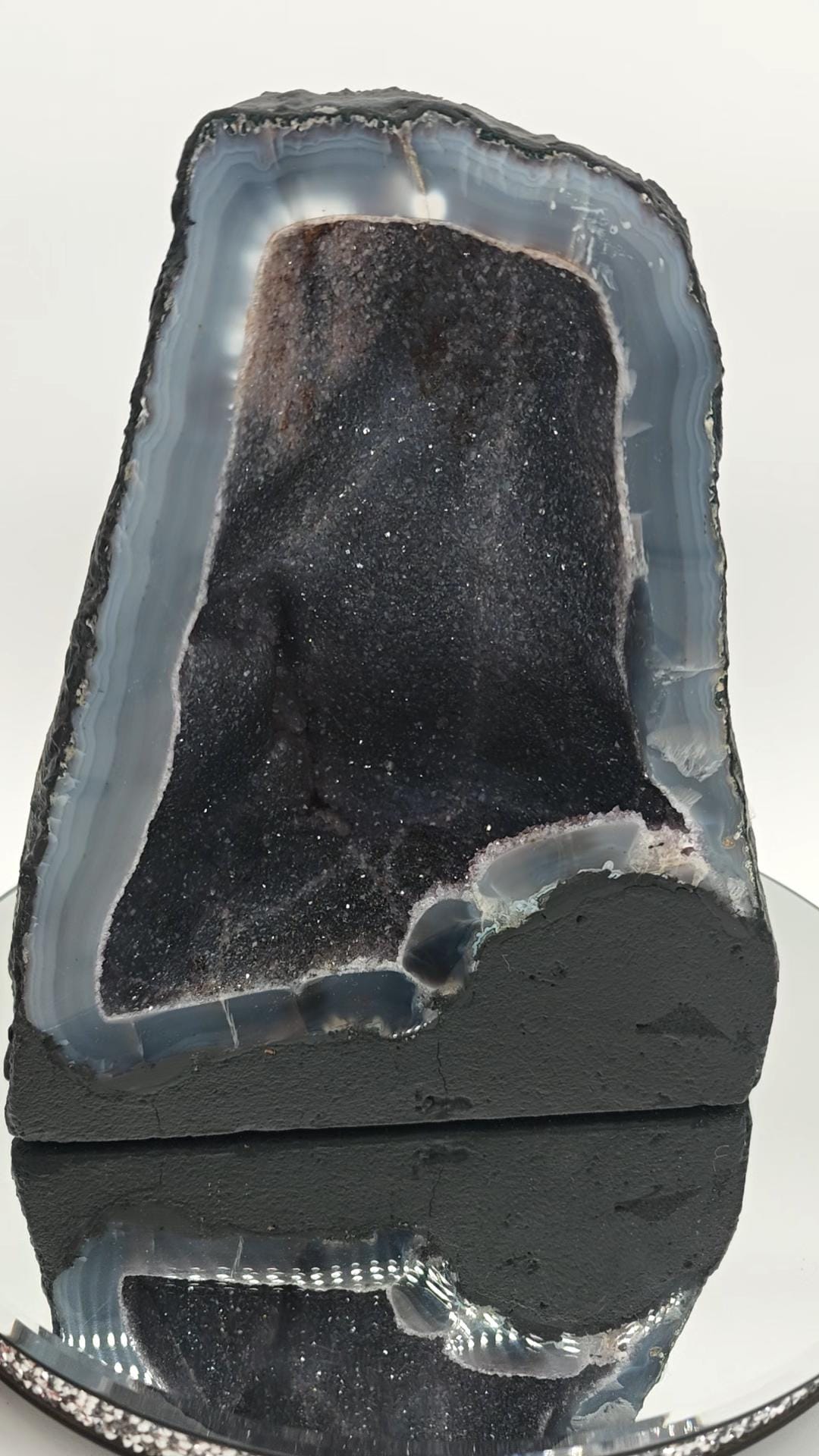 Sparkly Blue Galaxy Druzy Amethyst Geode Cathedral - Brazilian Blue Agate & Amethyst - 12.23 lbs Crystal Hoarder