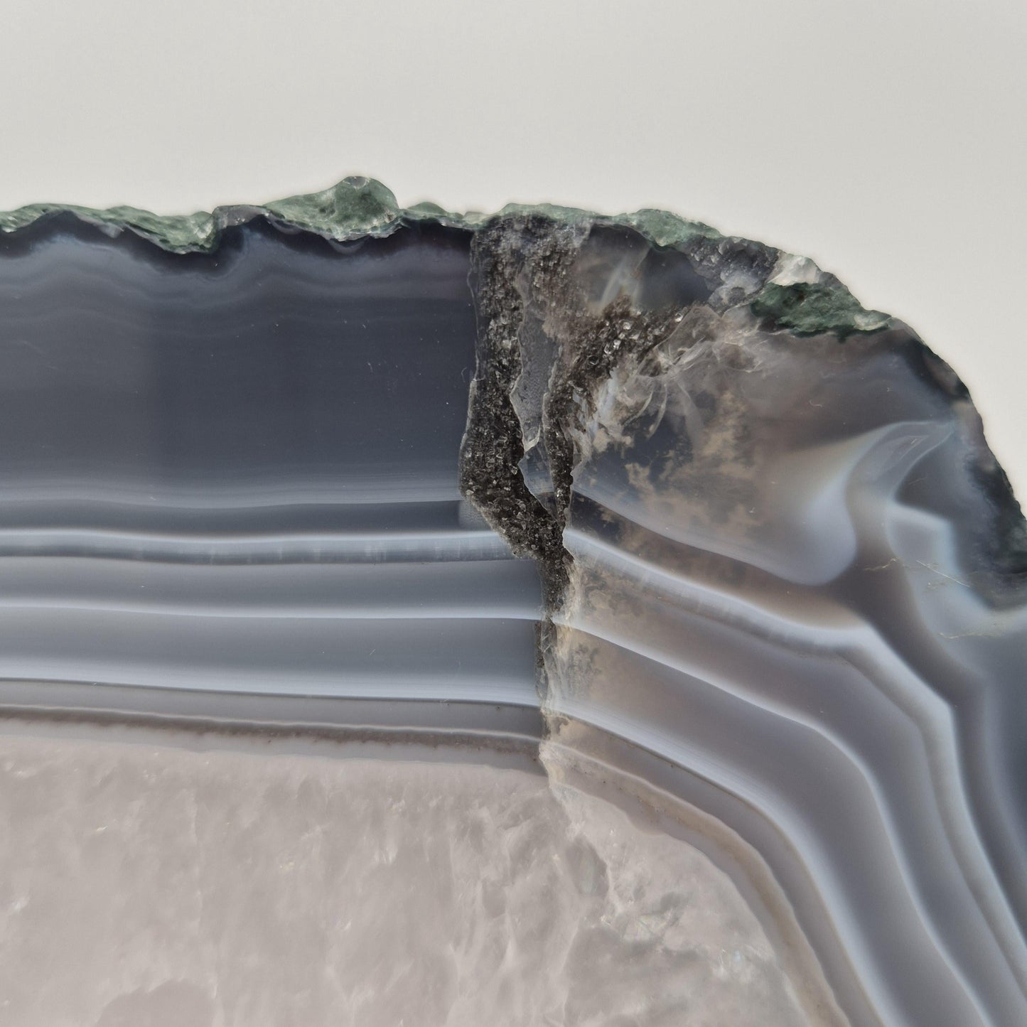 AAA+ Blue Banded Agate & Quartz Slab on Stand - Brazil - Backlit Crystal Display Crystal Hoarder