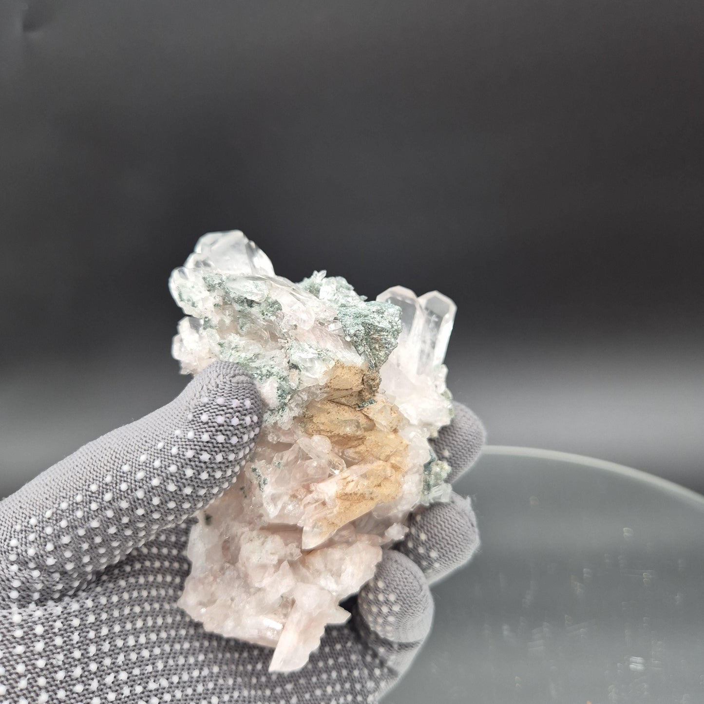 Super Rare AAA+ Pink Lemurian Quartz Cluster with Clear Faden Points, Chlorite & Fuchsite | Colombia | 0.74 lbs Crystal Hoarder
