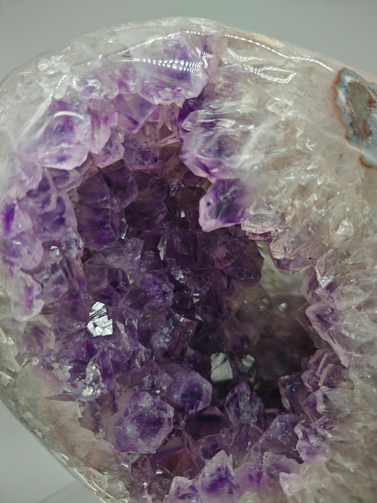 AAA+ Fully Polished Amethyst with Blue Agate - Uruguay Amethyst on Spinning Stand - 11in Crystal Display - 7.48 lbs Crystal Hoarder