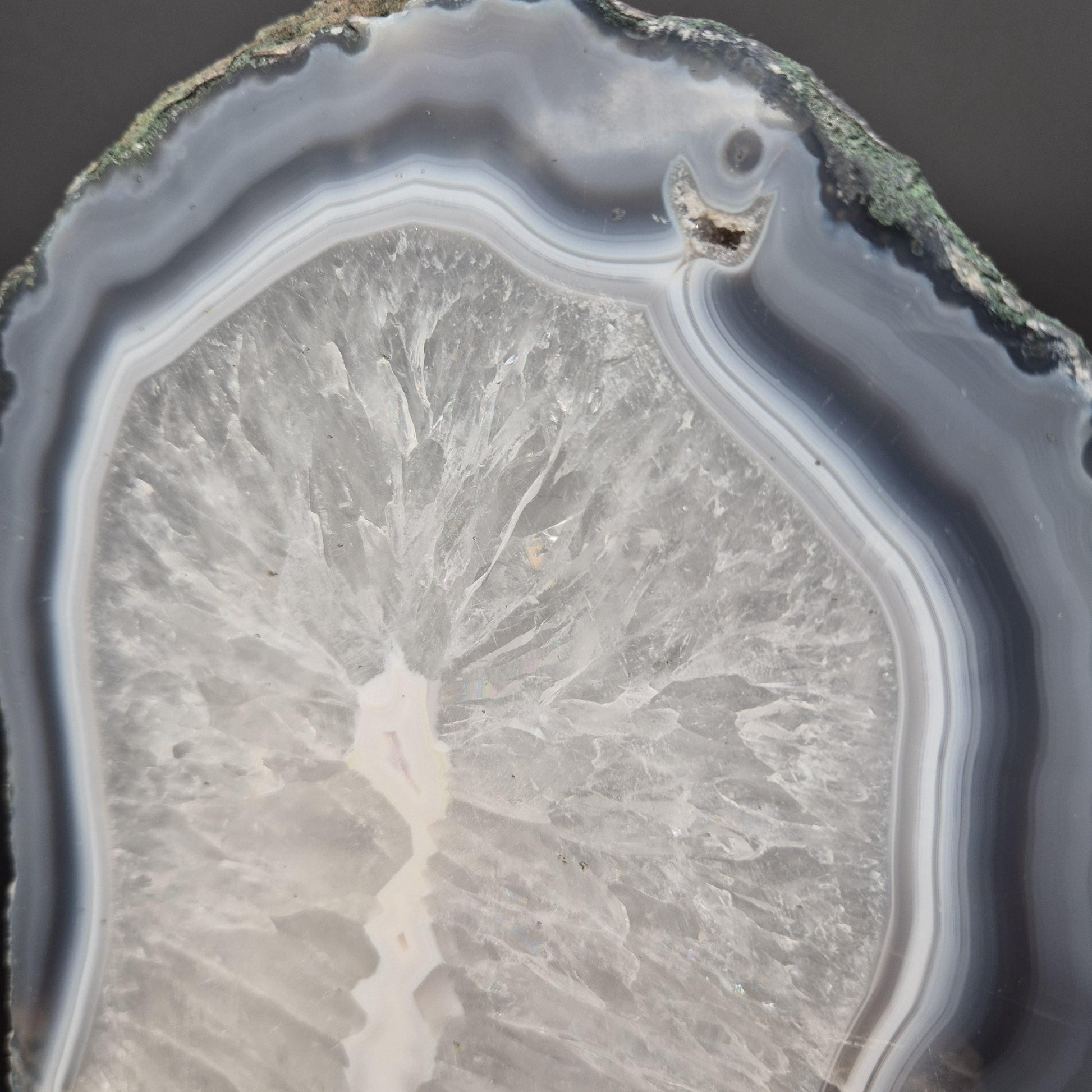 Polished Quartz Blue Banded Agate Backlit Slab Brazil 10.58 lbs 15x7x1.5 Large Statement Crystal Crystal Hoarder
