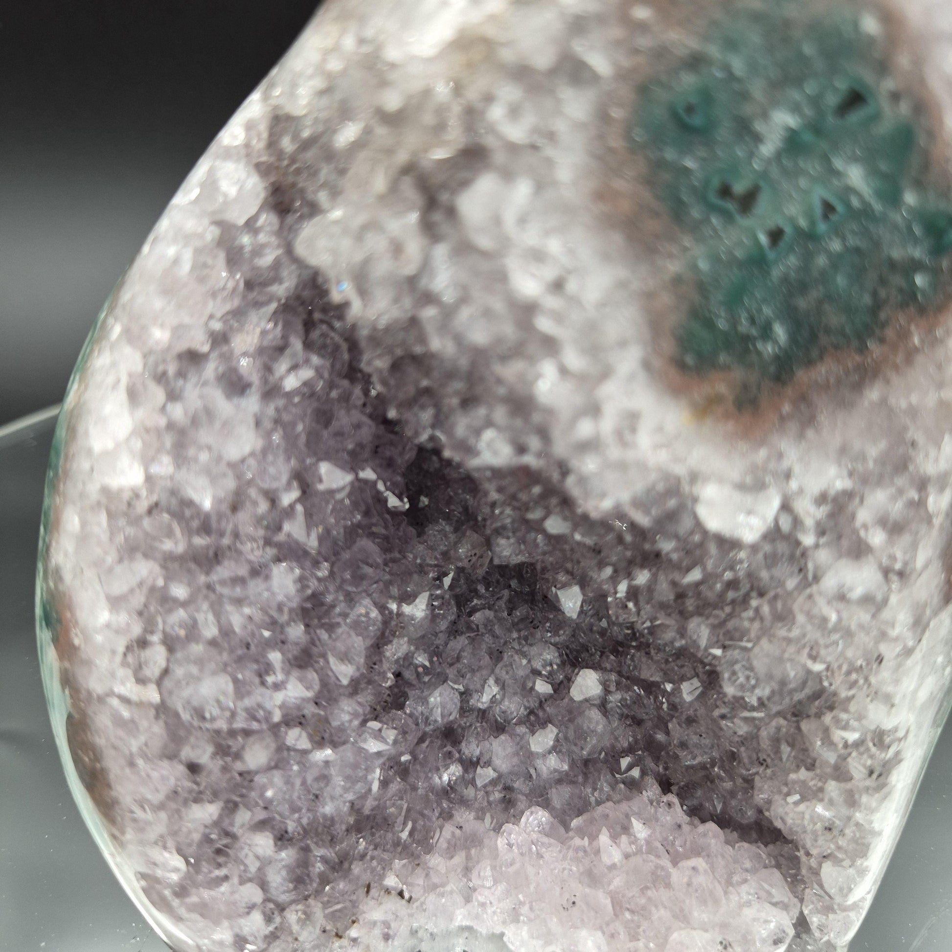 AAA+ Amethyst with Huge Green Jasper Stalactite – Uruguay – 3.05 lb Display Specimen Crystal Hoarder