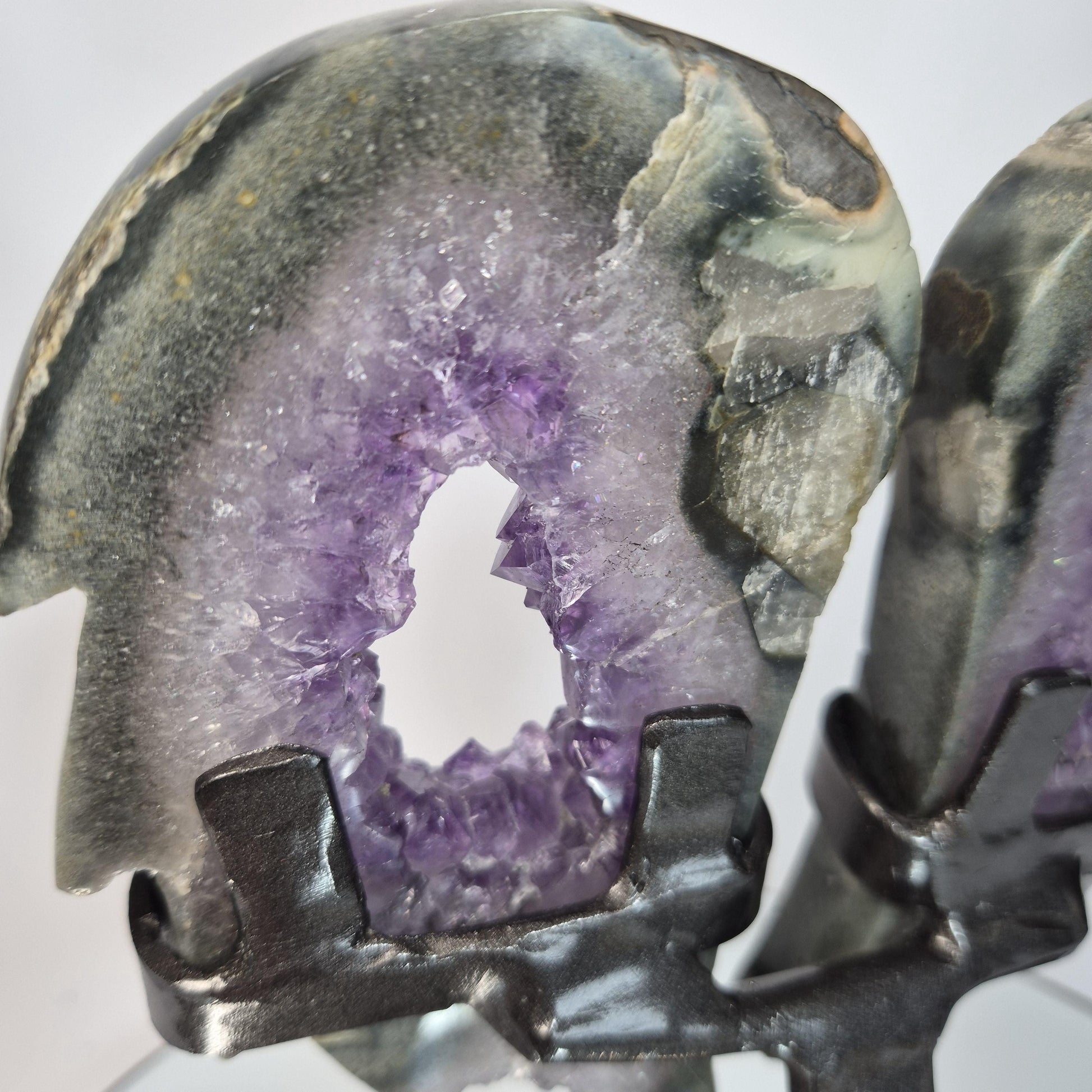 One of a Kind Amethyst Portal Wings with Green Jasper & Calcite - 2.61 lbs Brazilian Crystal Crystal Hoarder
