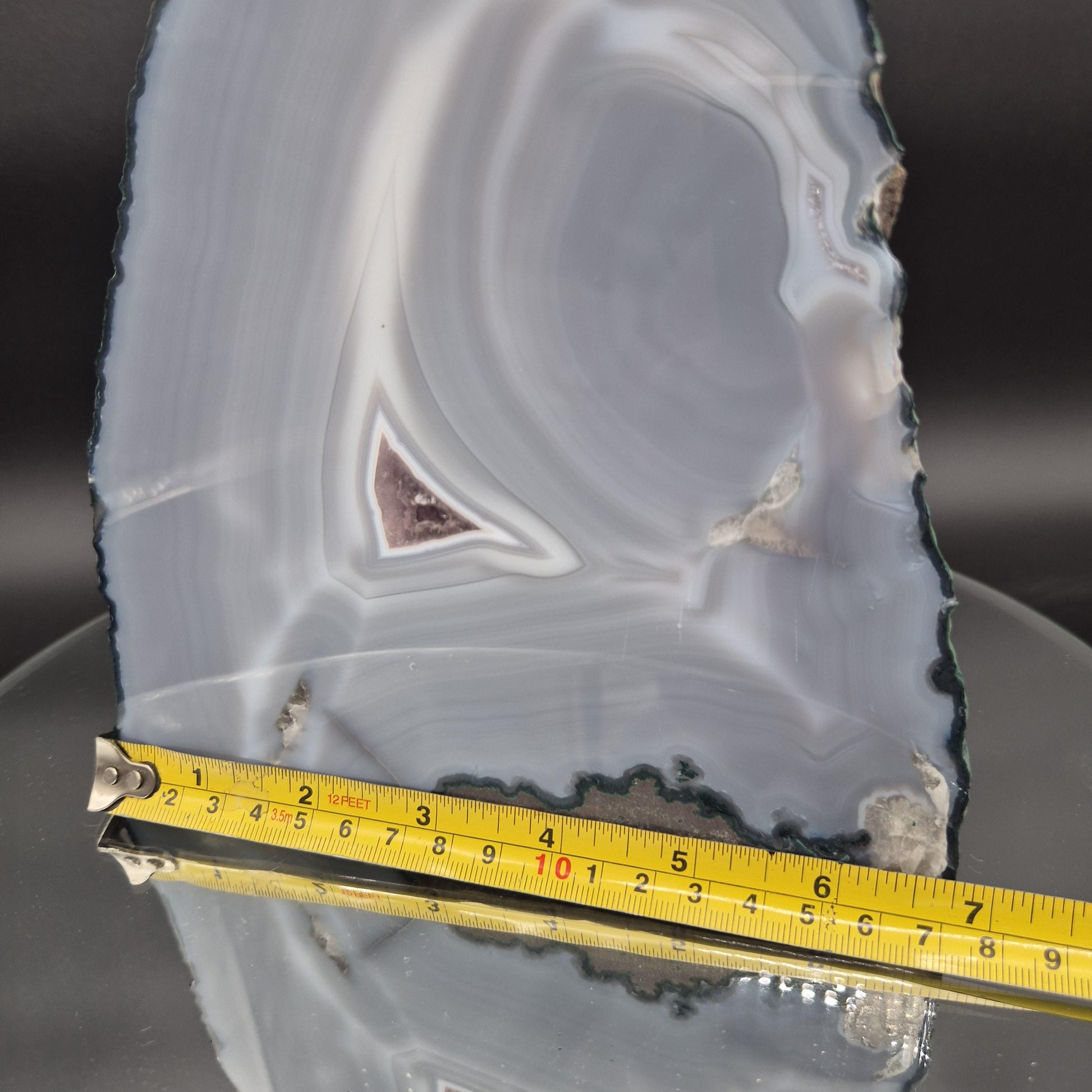 Amethyst with Blue Banded Agate Cut Base Brazil 8.5x7x3 7.56 lbs Crystal Hoarder