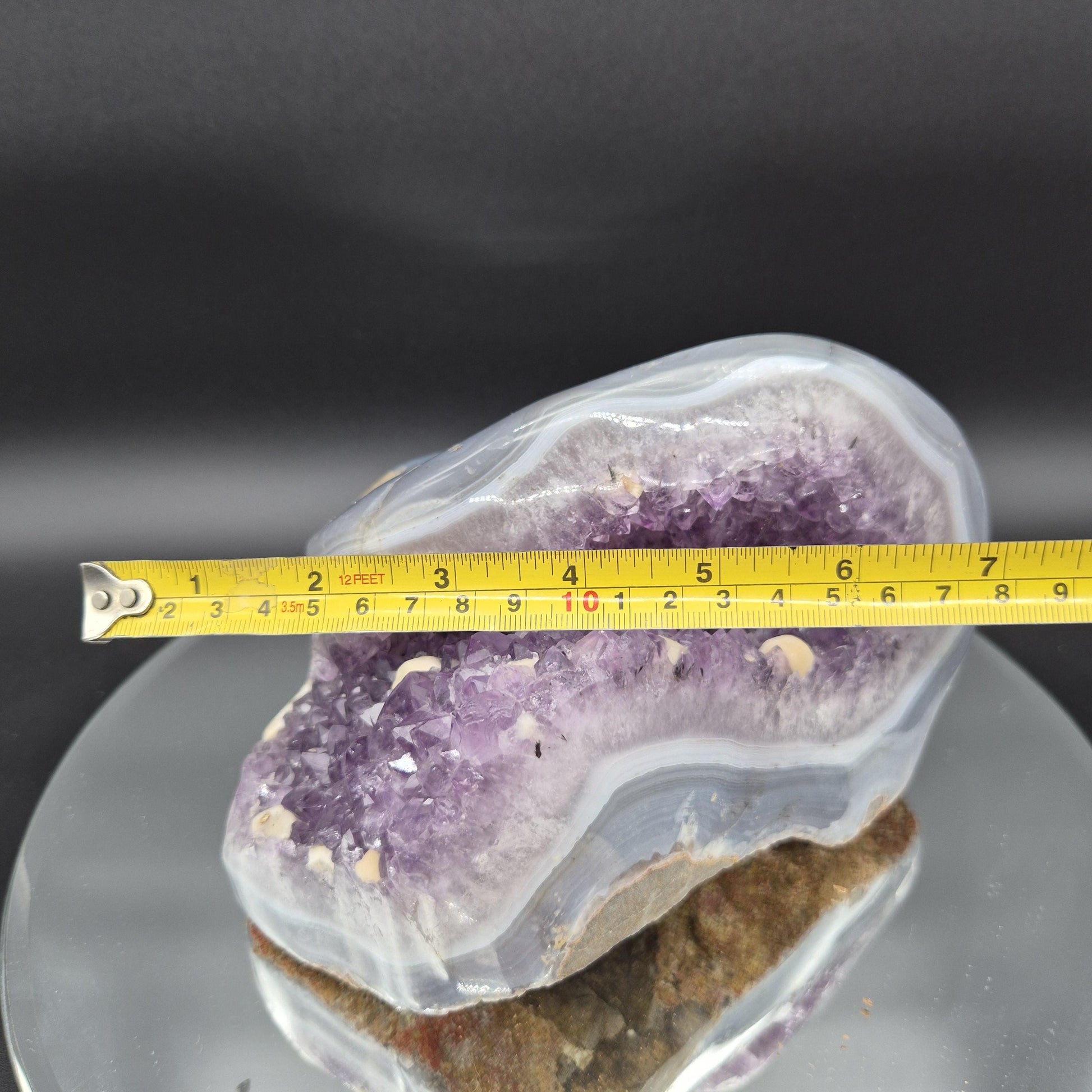 AAA Plus Rare Amethyst with Round Calcite and Baby Blue Banded Agate 8.16 lb 8x6x5 Collector Crystal Specimen Crystal Hoarder