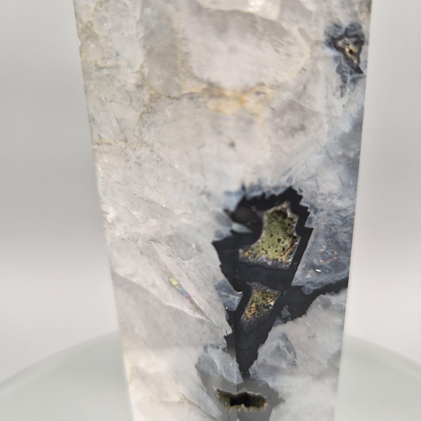 Huge AAA+ Black Agate in Quartz Tower – Statement Crystal Point Crystal Hoarder