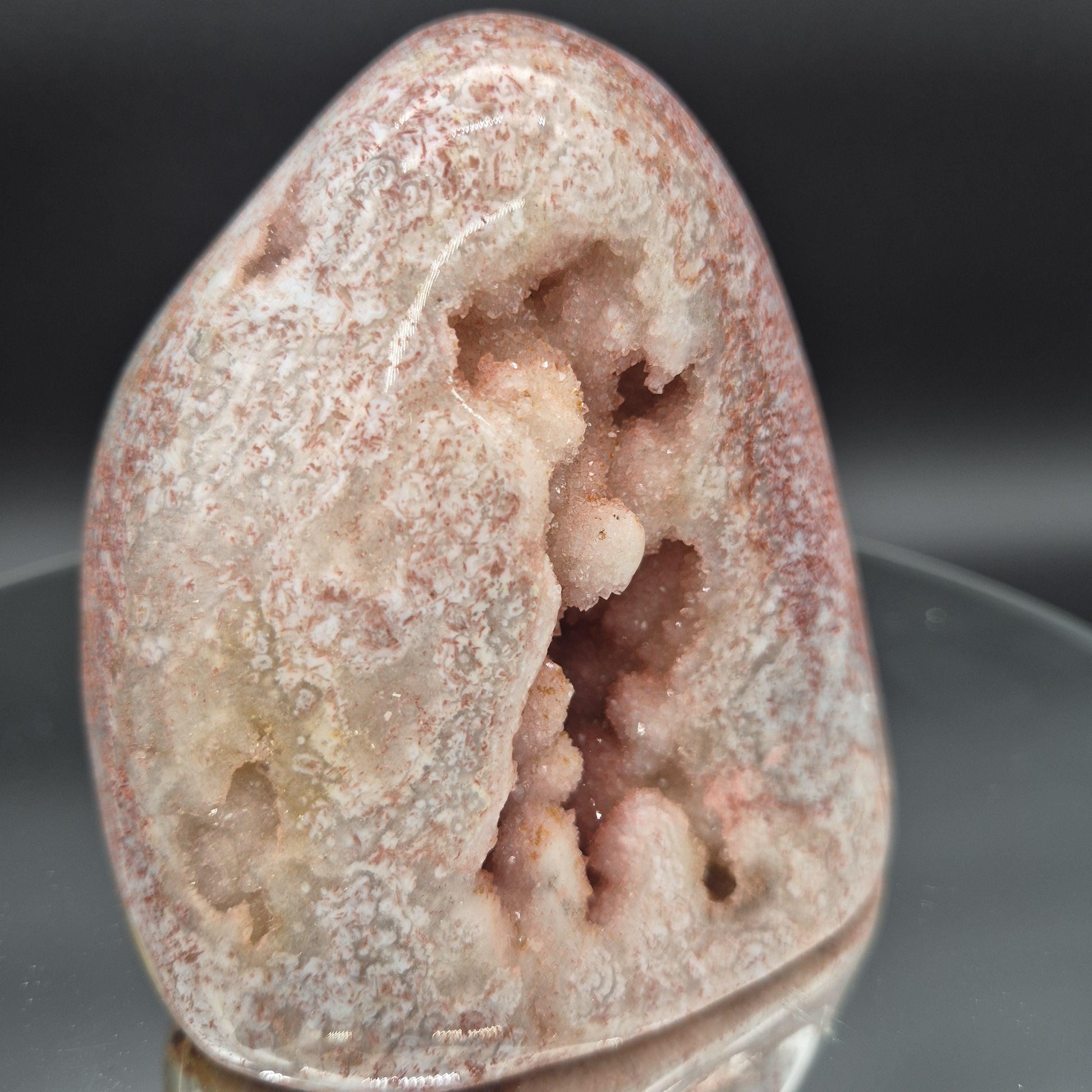 AAA+ Perfect Fully Polished Pink Amethyst Freeform with Rare Bubble Formation - Brazil - 5 x 4in - 3.06 lbs - Collector Display Crystal Hoarder