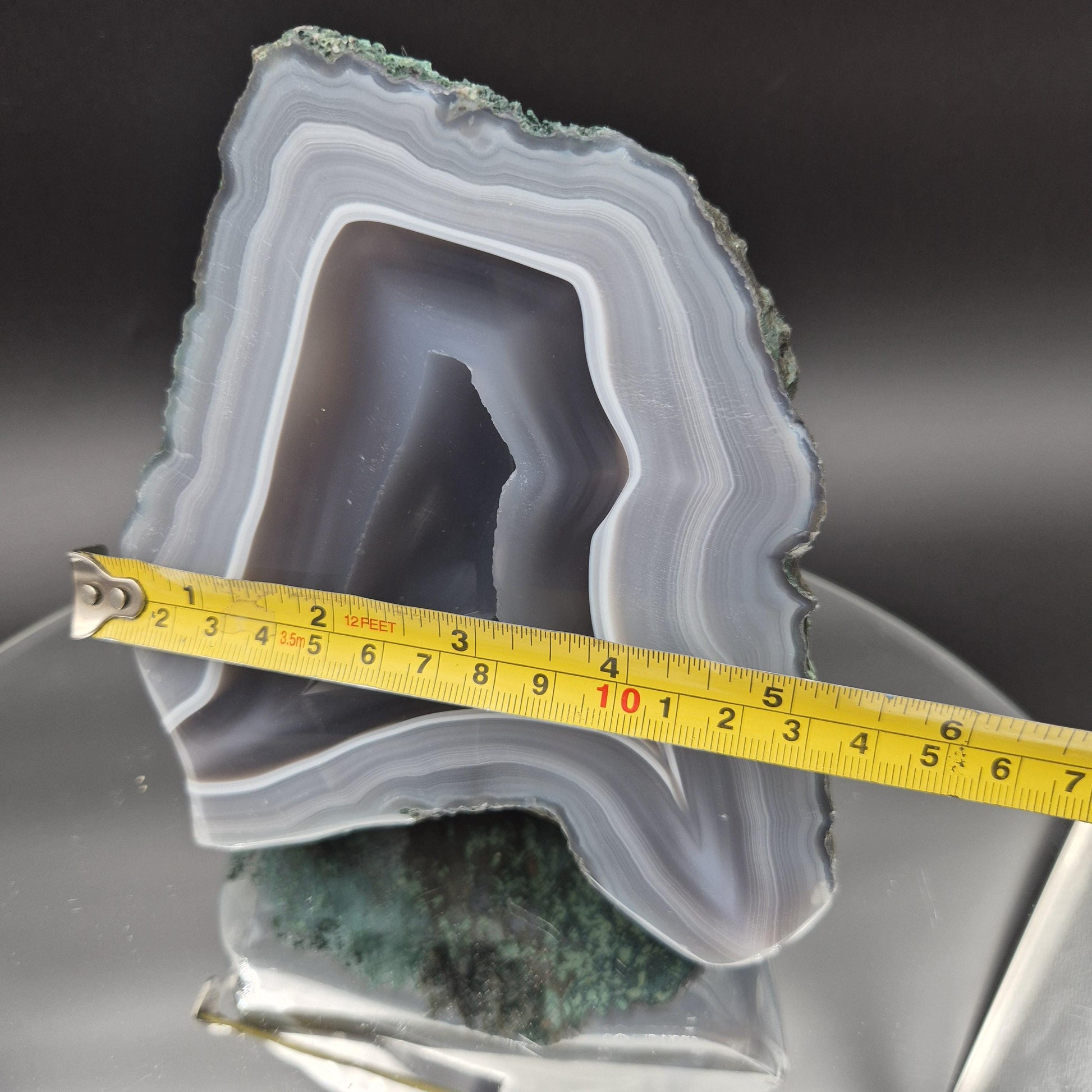 Super Rare AAA+ Blue Banded Agate with Matte Center – Brazil – 3.62 lb Display Specimen Crystal Hoarder